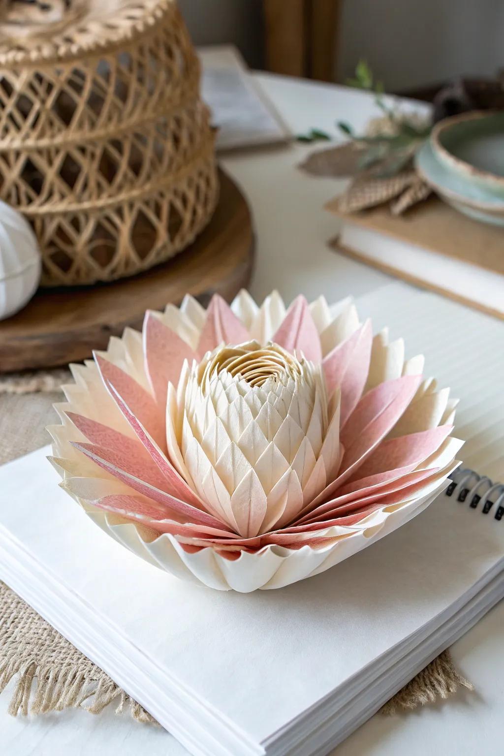 Transform your ambiance through the unpretentious elegance of accordion paper blooms.