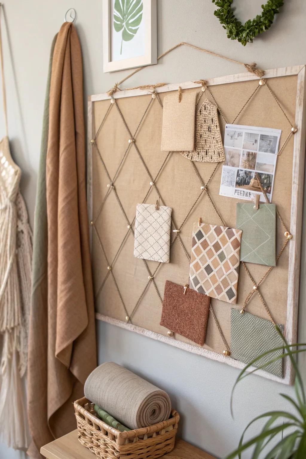 Eco-chic creativity: Elevate your milieu through a sustainable notice board crafted from upcycled constituents.