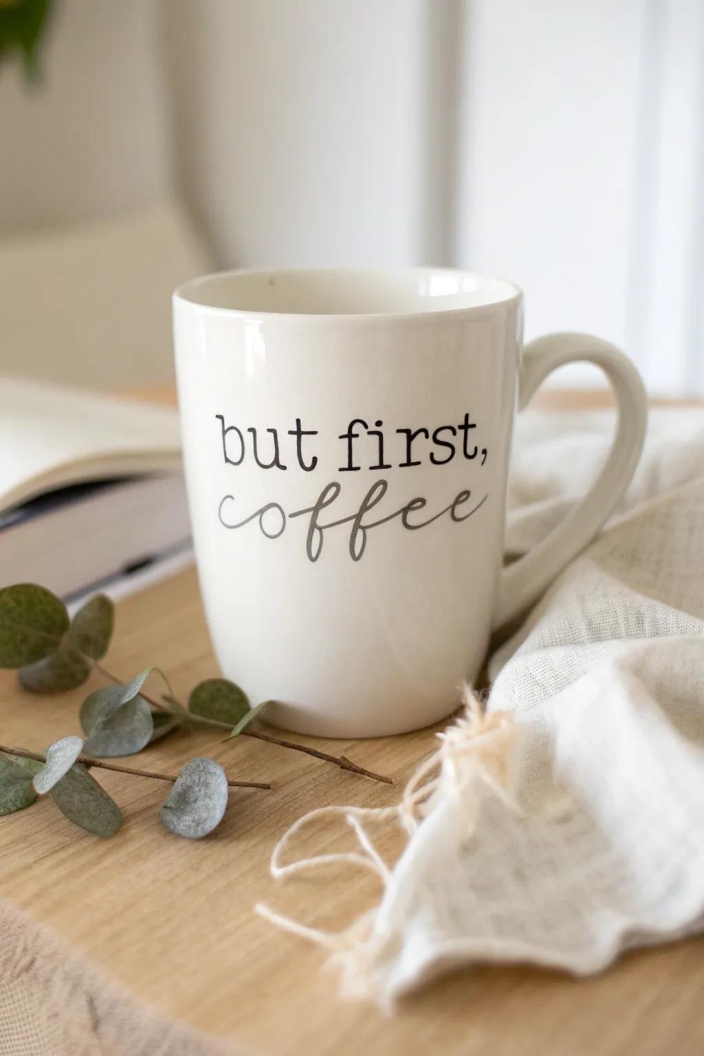 Appreciate the charm of simplicity with a morning essential that speaks volumes.