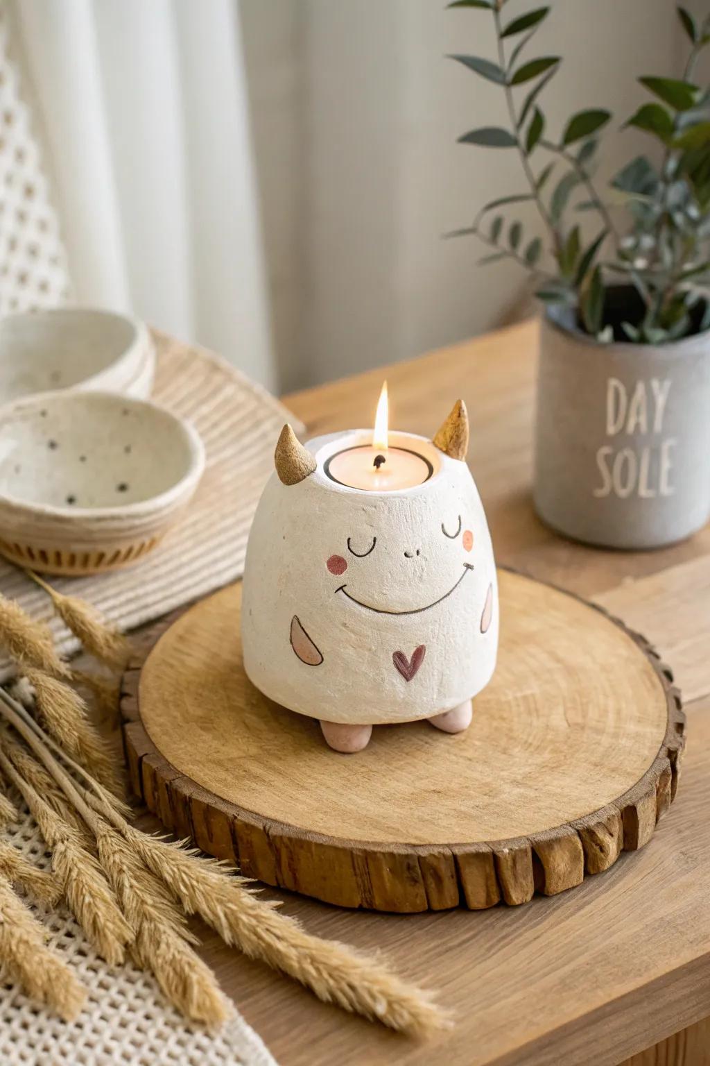 Infuse a playful nuance to your ornamentation with this precious creature luminary vessel!