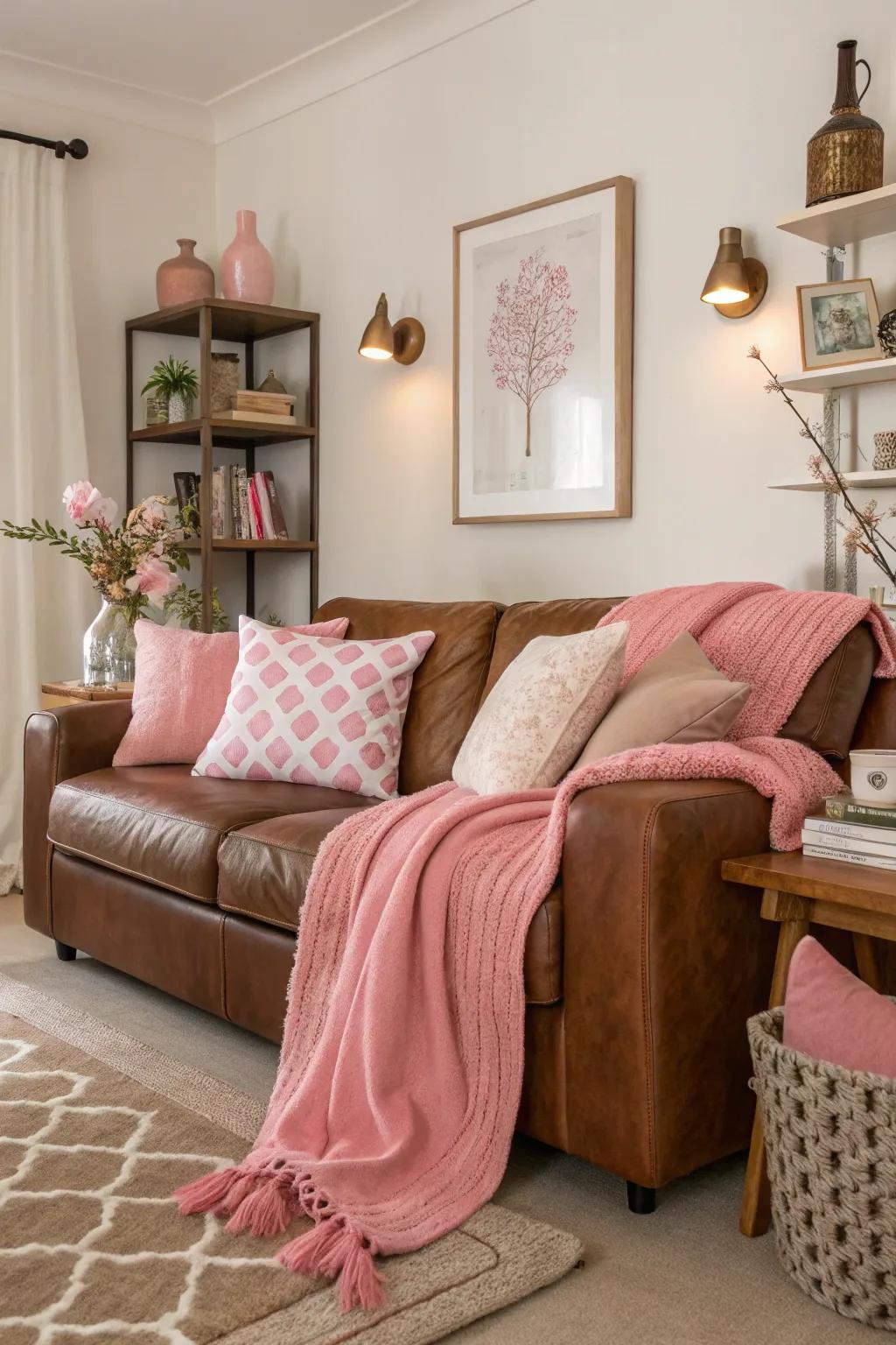 Trimmings accentuating the chocolate and rose theme.
