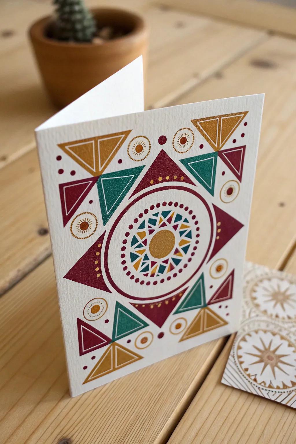 Celebrate Diwali with a modern twist: Geometric wonders meet festive tradition in this beautifully crafted card.