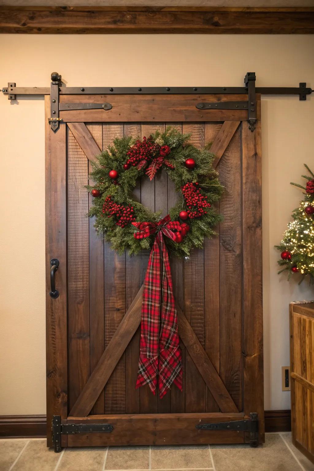 Elevate your barn door using seasonal allure and ornamental embellishments.