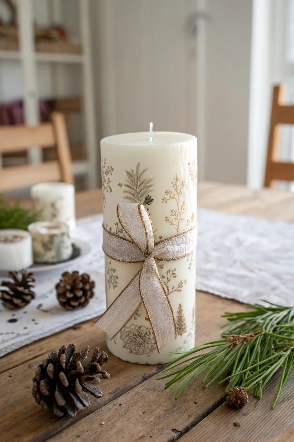 Incorporate a dash of vintage allure to your holiday décor featuring these refined do-it-yourself decoupage wax tapers.