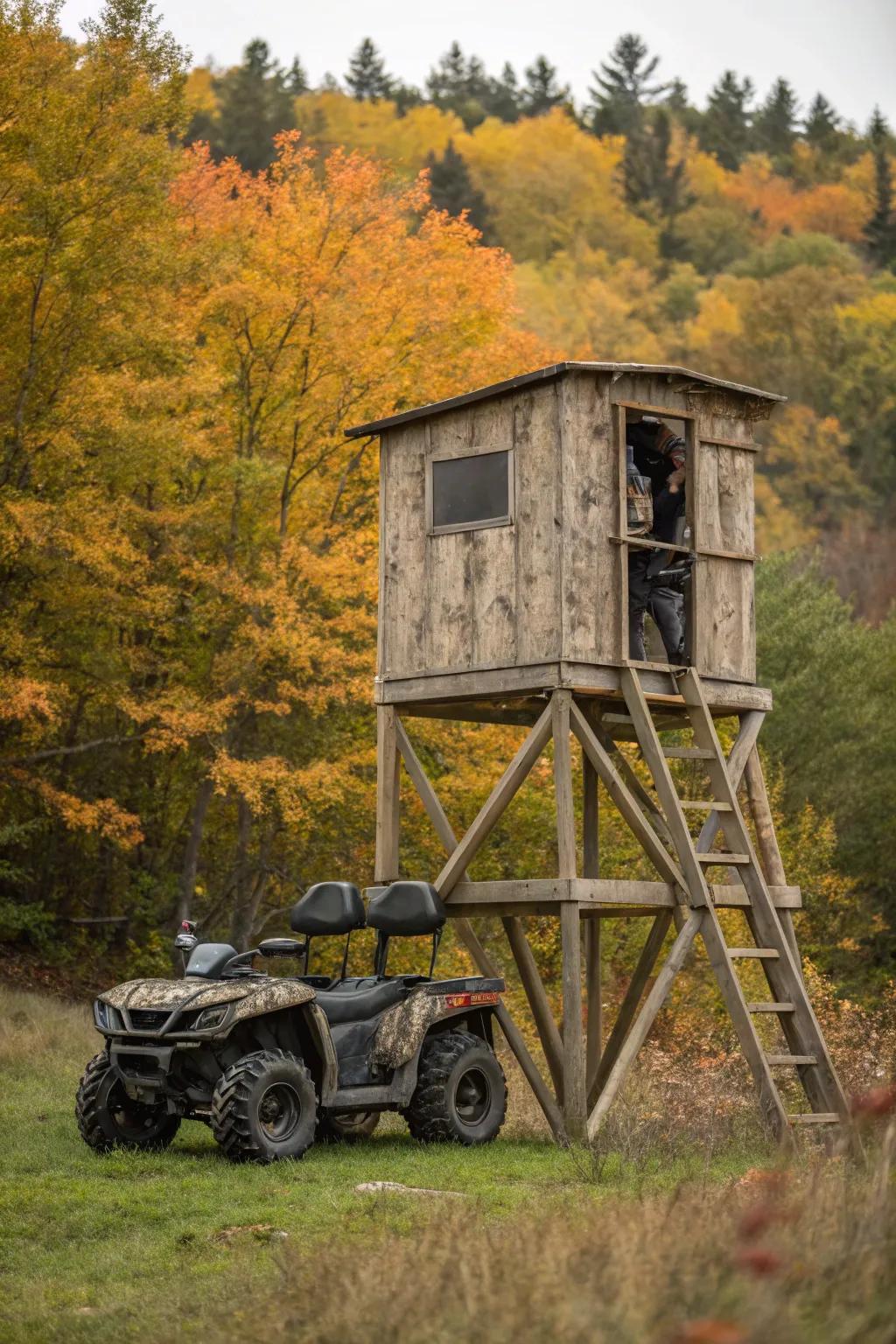 Take your hunting experience on the go using this portable, skid-mounted deer shelter.