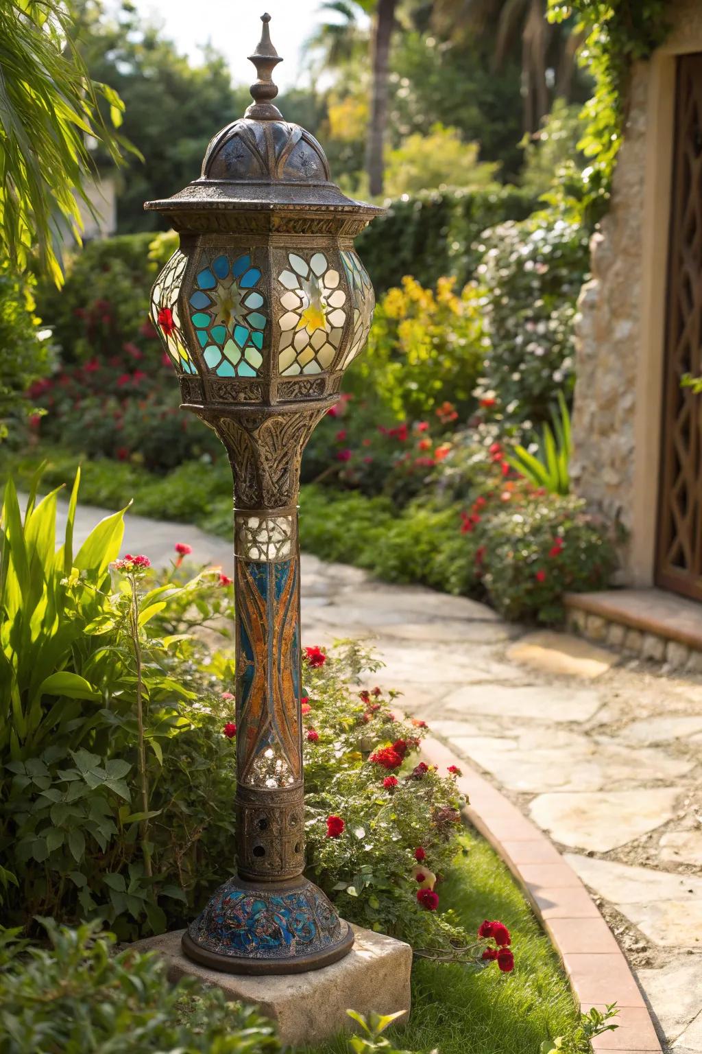 Make your garden better with a DIY mosaic tile lamp post masterpiece.