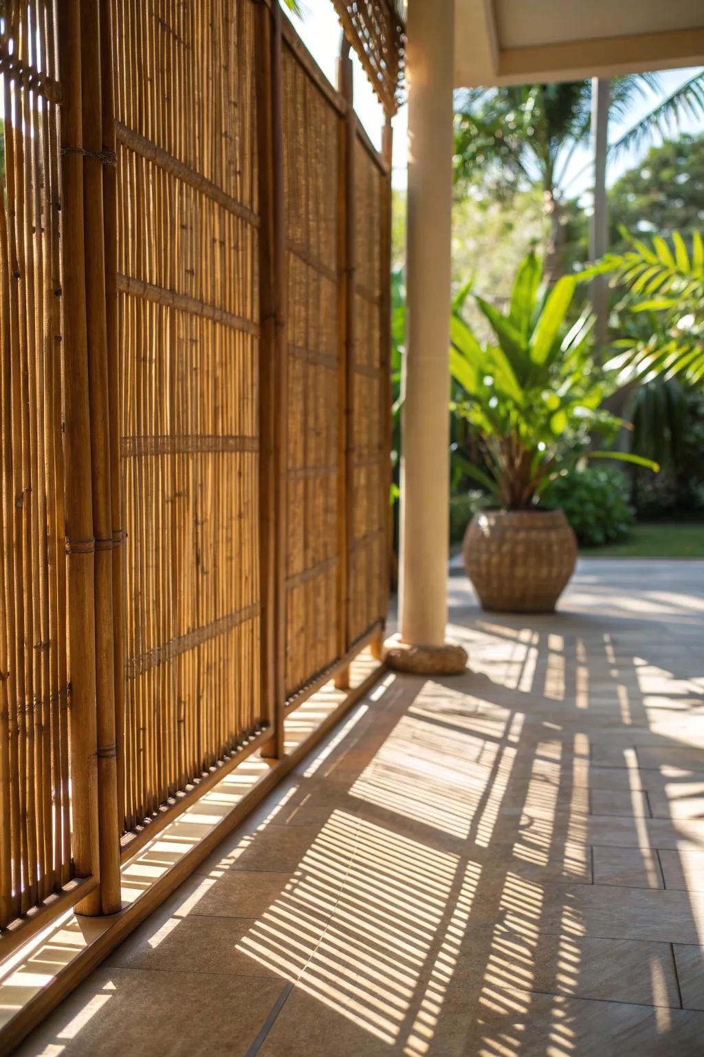 Transform your patio into a tropical oasis with a stunning bamboo screen.