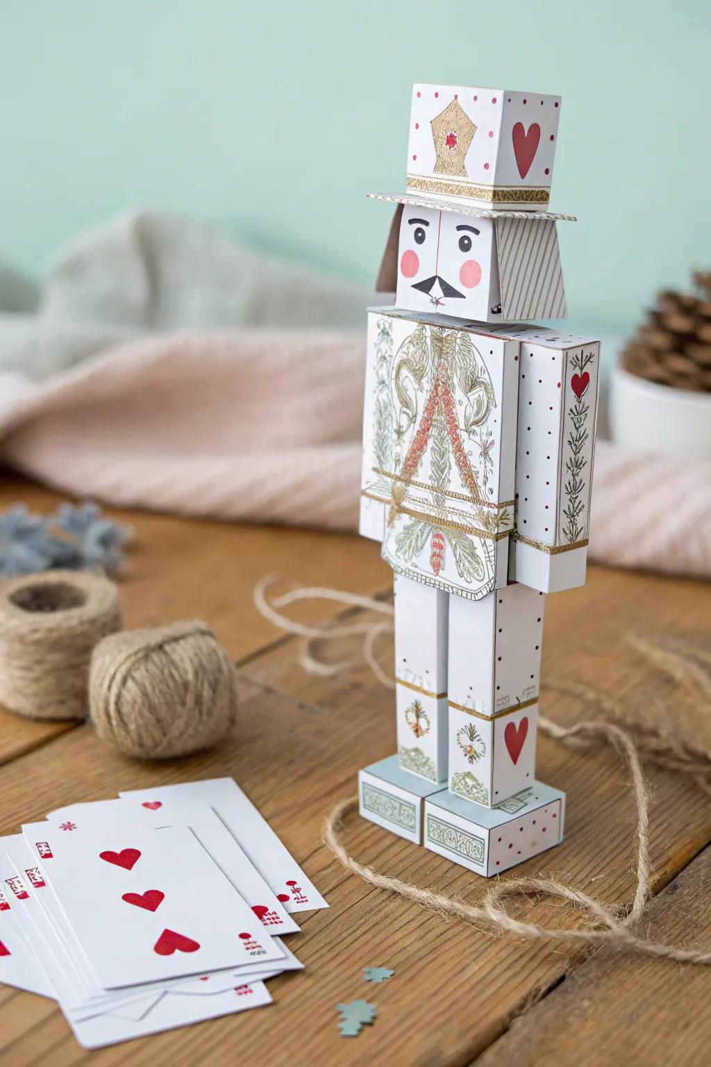Whimsy meets craftsmanship with this charming card soldier, a perfect blend of minimalist and boho elegance.