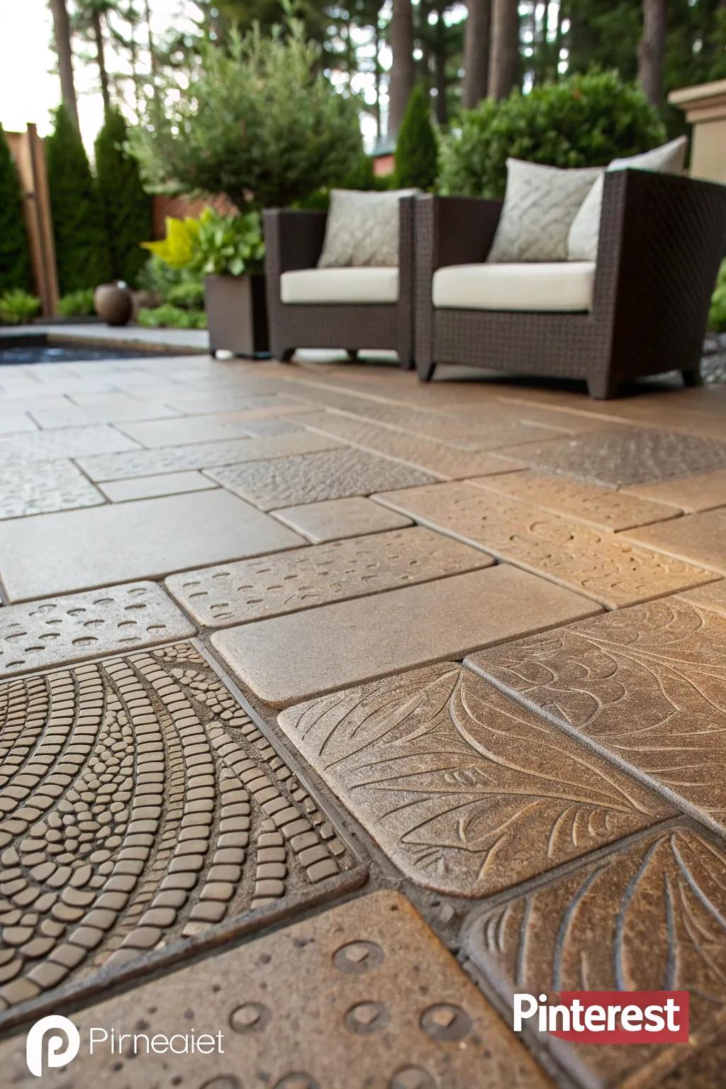 Elevate your outdoor space through modeled tile sophistication. Ideal for both style and safety.