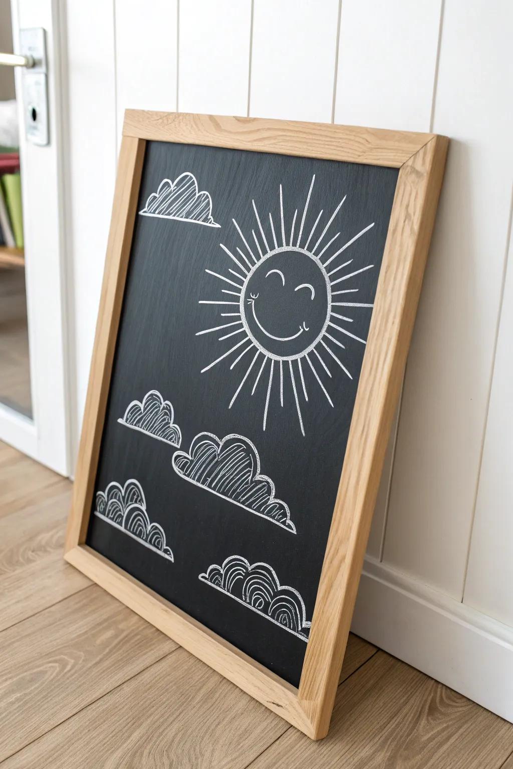 Convey sunshine into your space with this charming minimalist chalkboard artistry.