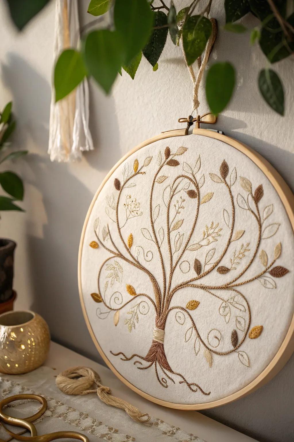 Celebrate your ancestral origins with this refined needlework circle, a fusion of simplicity and artistic expression.