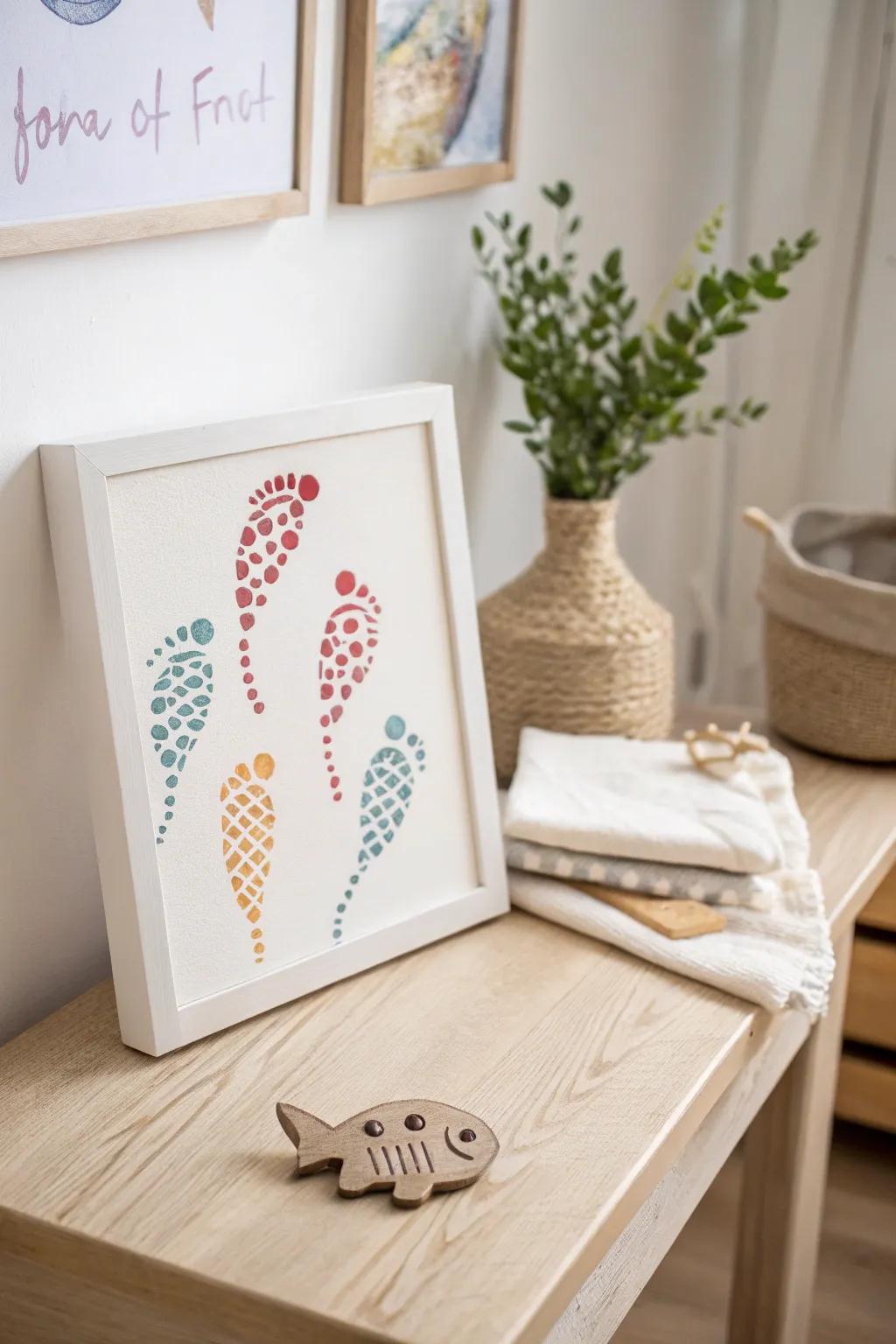Celebrate Father's Day with adorable footprint fish art, a perfect blend of minimalist charm and boho creativity.