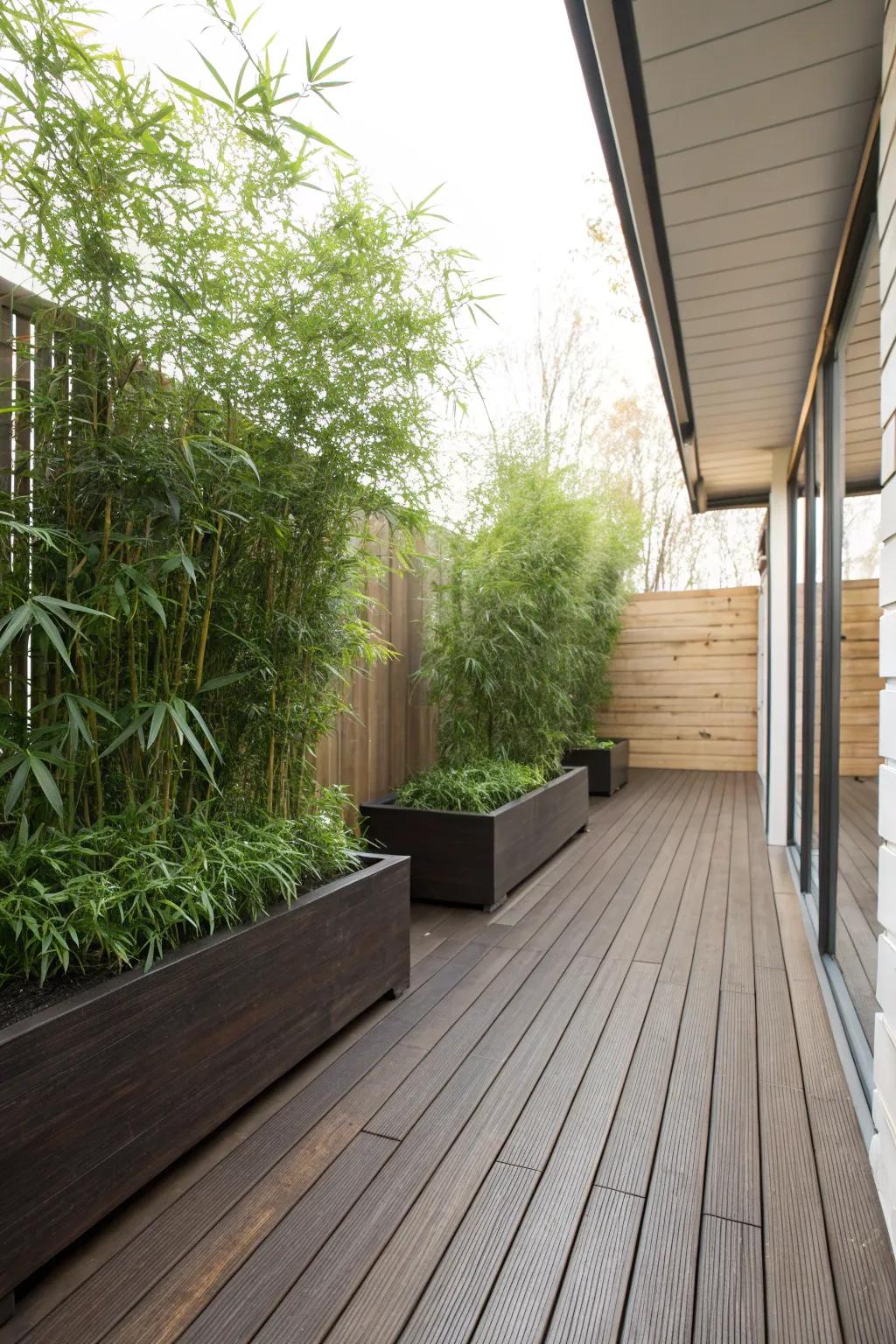Morph your deck into a secluded oasis through a profuse reed concealment panel.