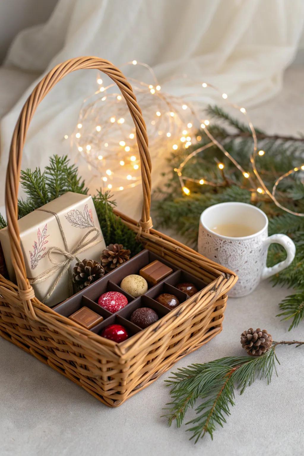 Delight in the simplicity and joy of the season with a handcrafted basket of holiday sweets.
