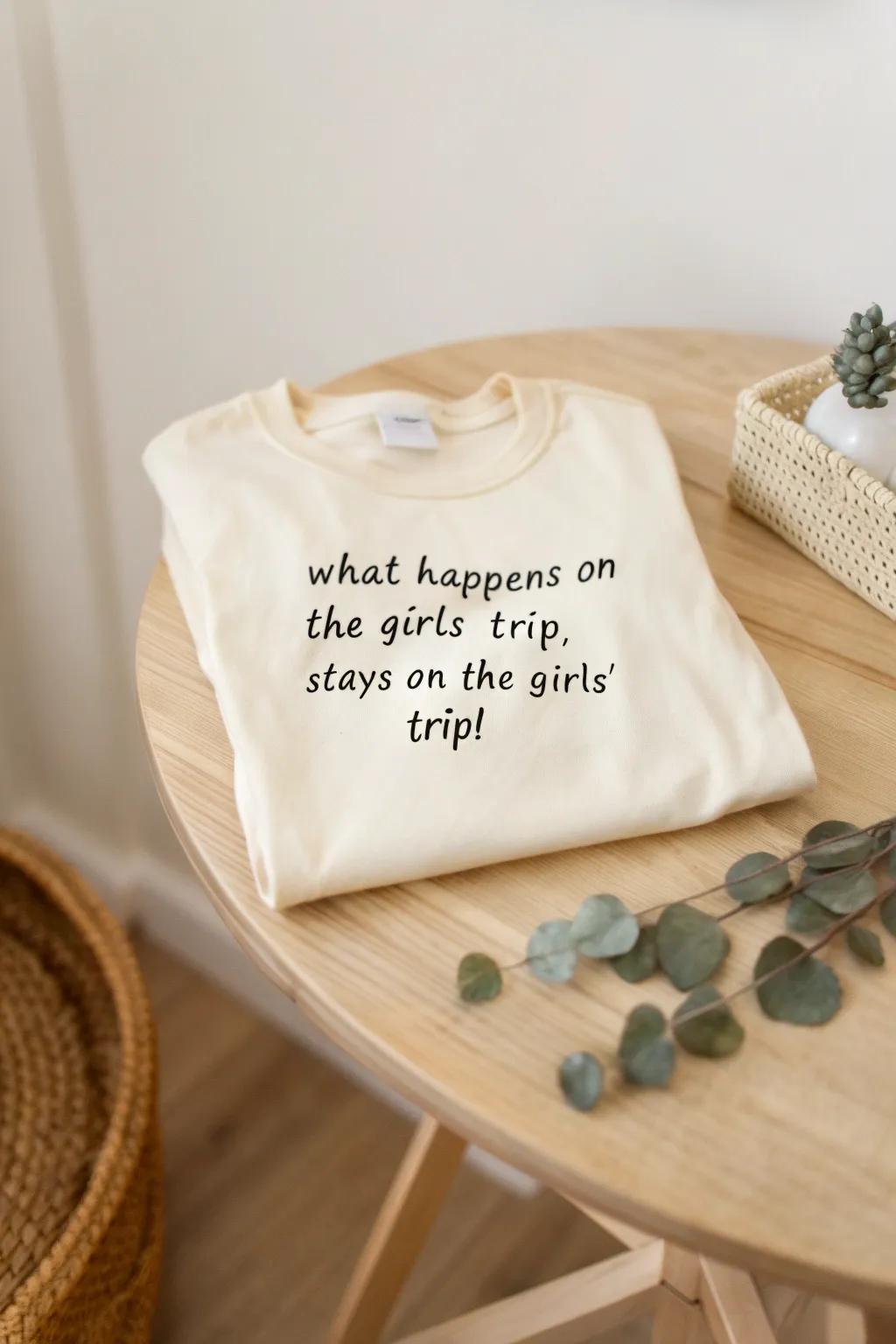 Pack your sense of humor for the ultimate girls' trip with this chic and witty tee!