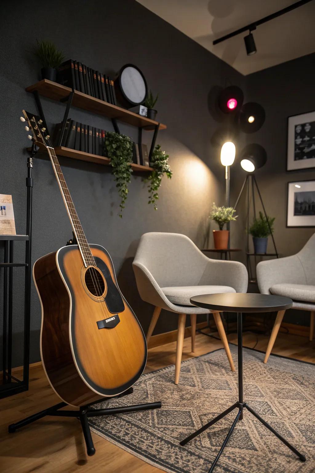 Create unforgettable jam sessions in your personalized guitar studio corner. 🎸✨ #GuitarStudioVibes