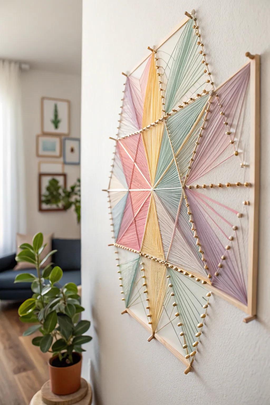 Elevate your space with the elegance of geometric string renderings—where simplicity meets craftsmanship.