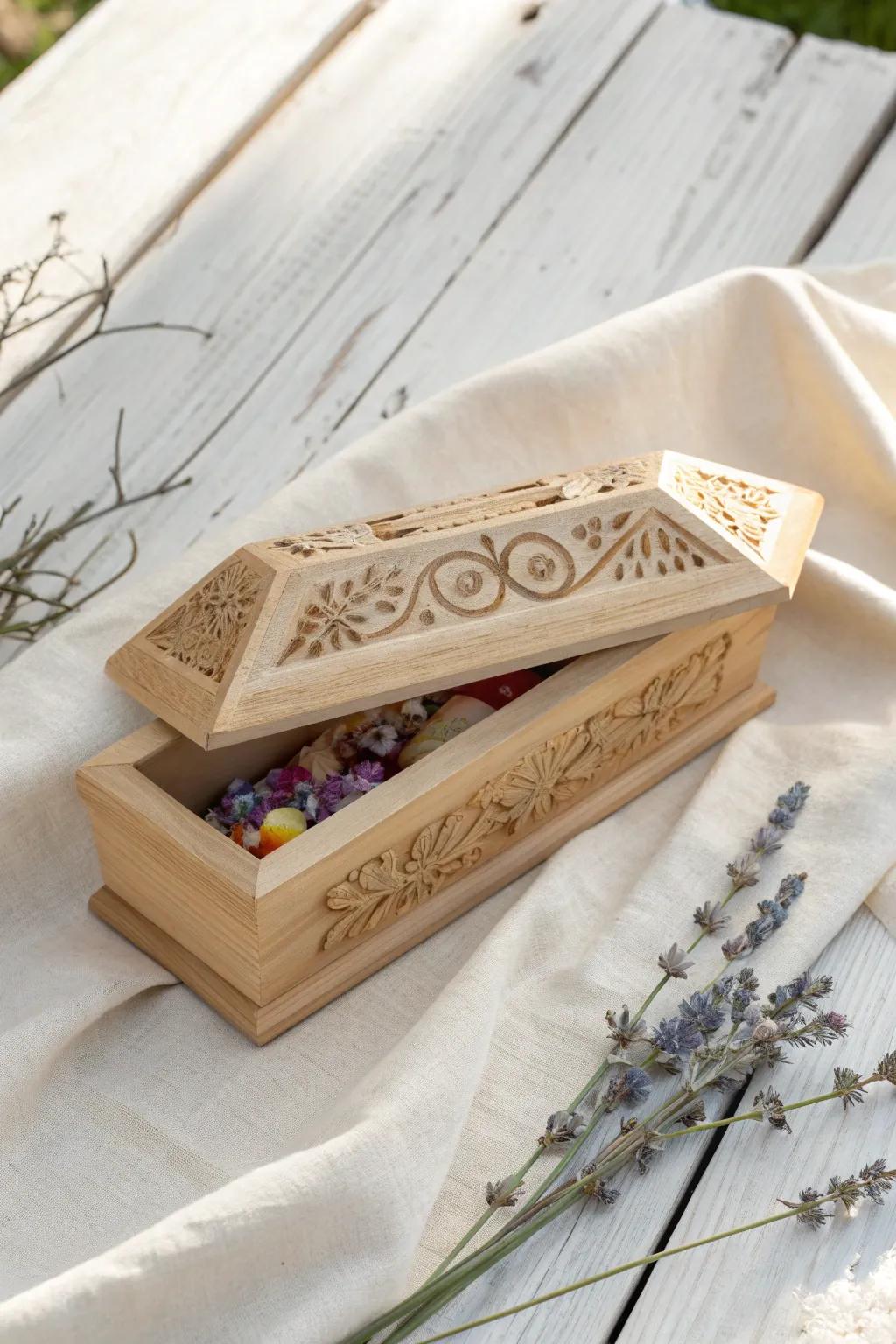 Elevate your Halloween treats with these charming casket boxes—perfect for adding a touch of handcrafted elegance to your festivities!