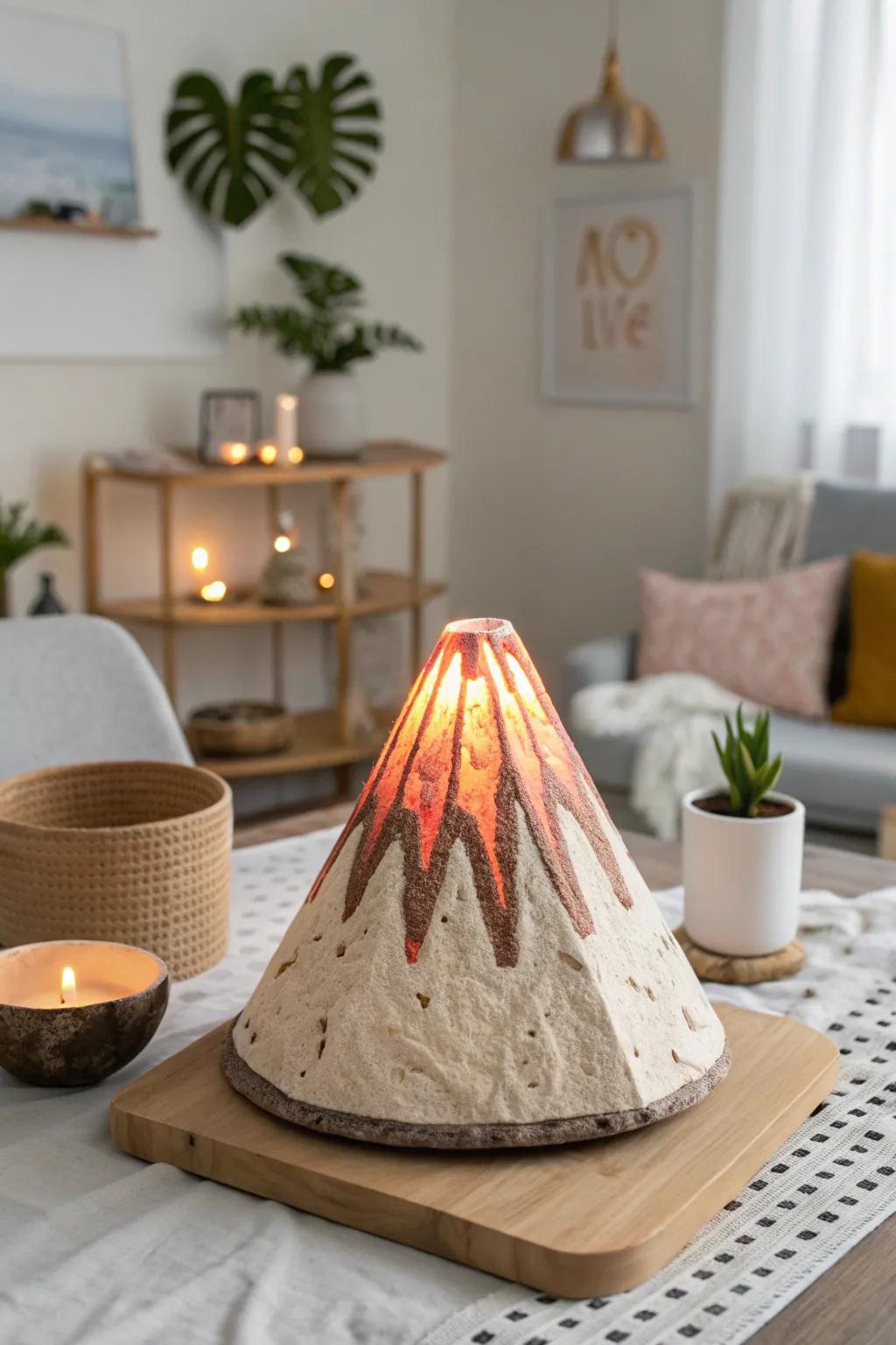 Infuse your night with magic with this handcrafted volcano, reminiscent of a petite fireworks spectacle!