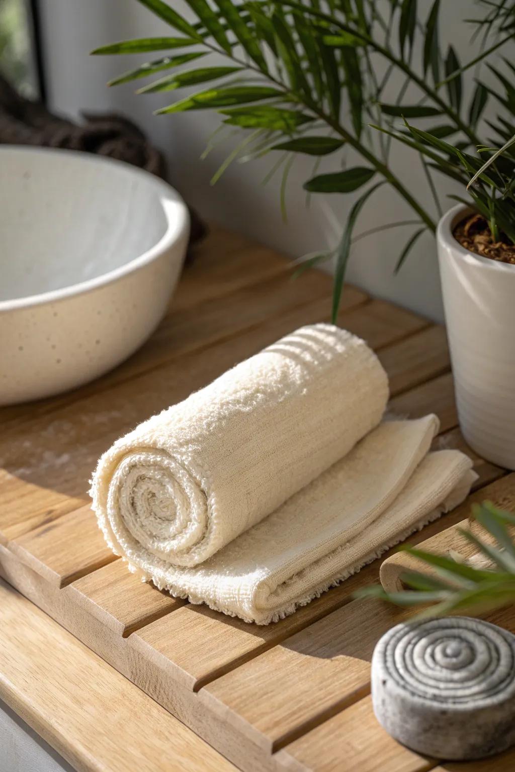 Realize a polished visual through this intricately curled face cloth technique—suited for embracing minimalist elegance.