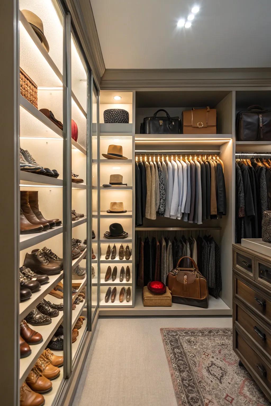 Display spaces highlight favorite items and enhance visual interest.