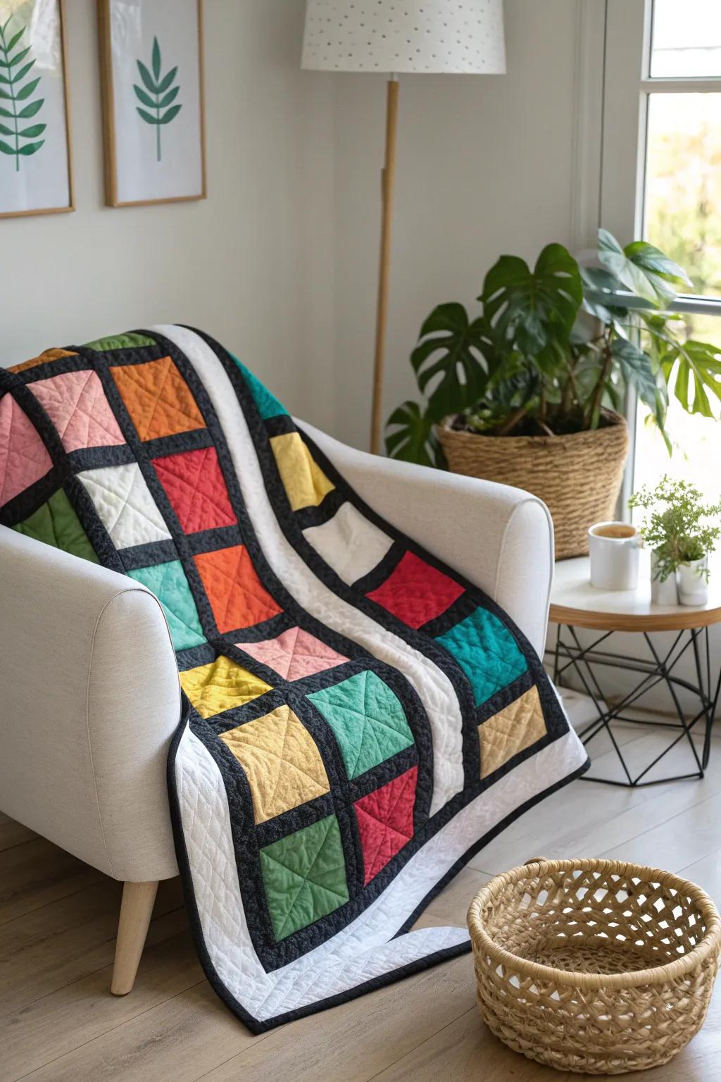 Daring and Exquisite: Elevate your quilt with striking ebony sashing for a stunning divergence.