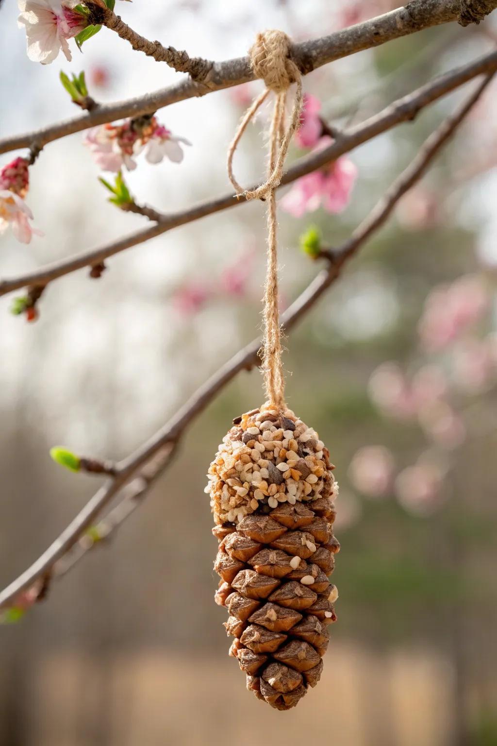 Crafting with Nature: Create your own pine cone bird feeder and invite springtime visitors to your garden.