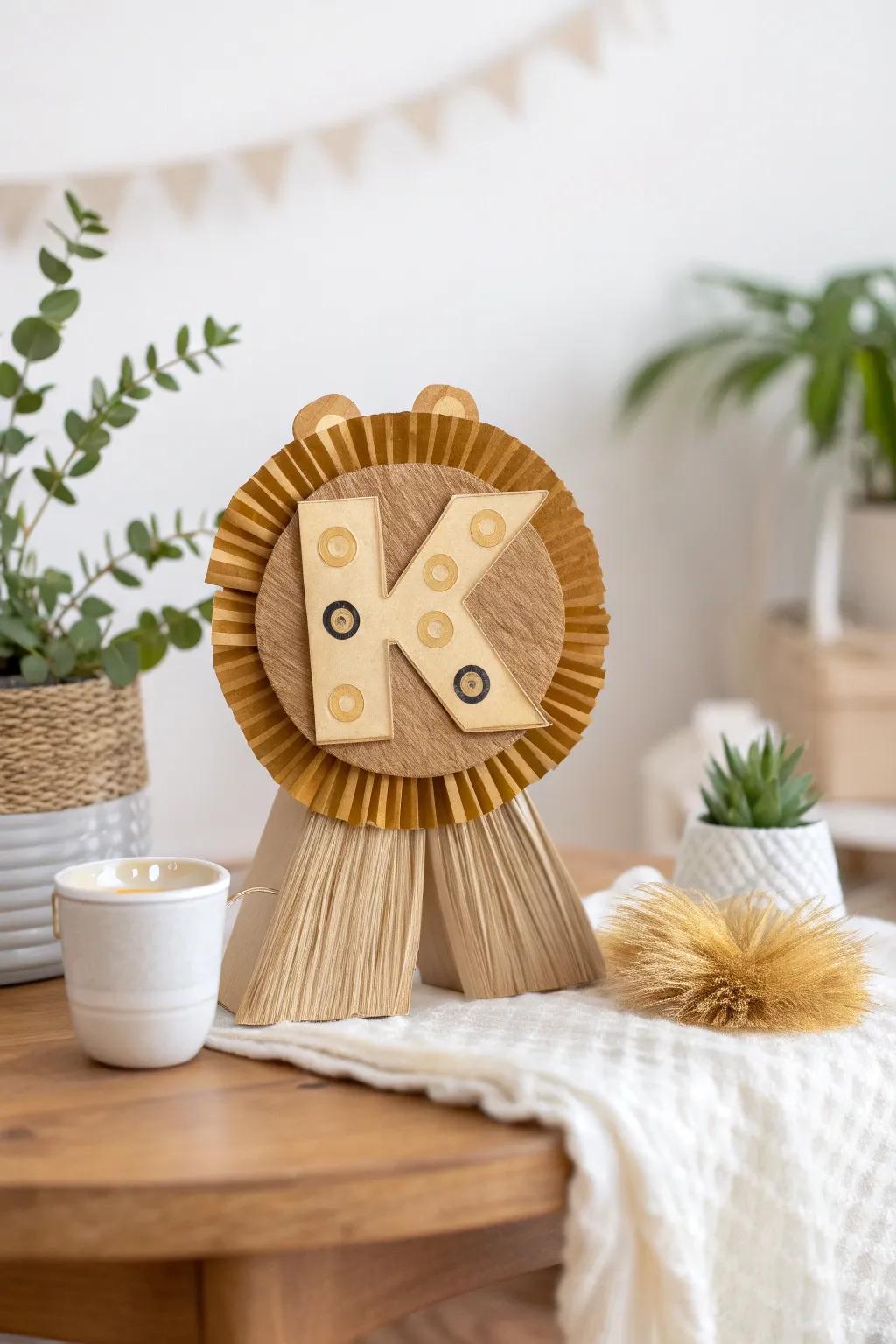 Unleash creativity with this charming 'K' lion craft—where simplicity meets the wild!