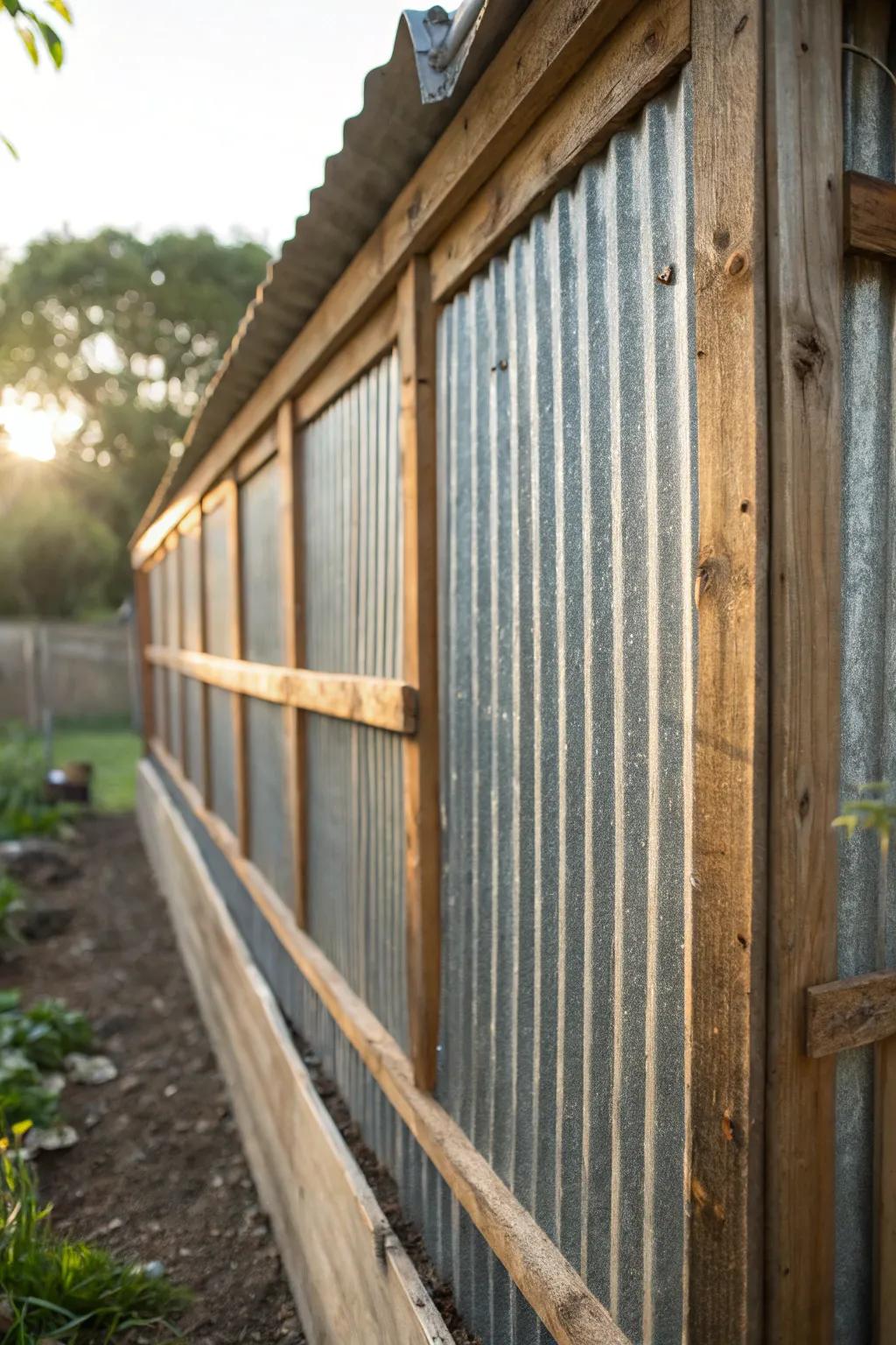 With affordable corrugated metal walls, you can give your chicken coop a rustic and strong touch.