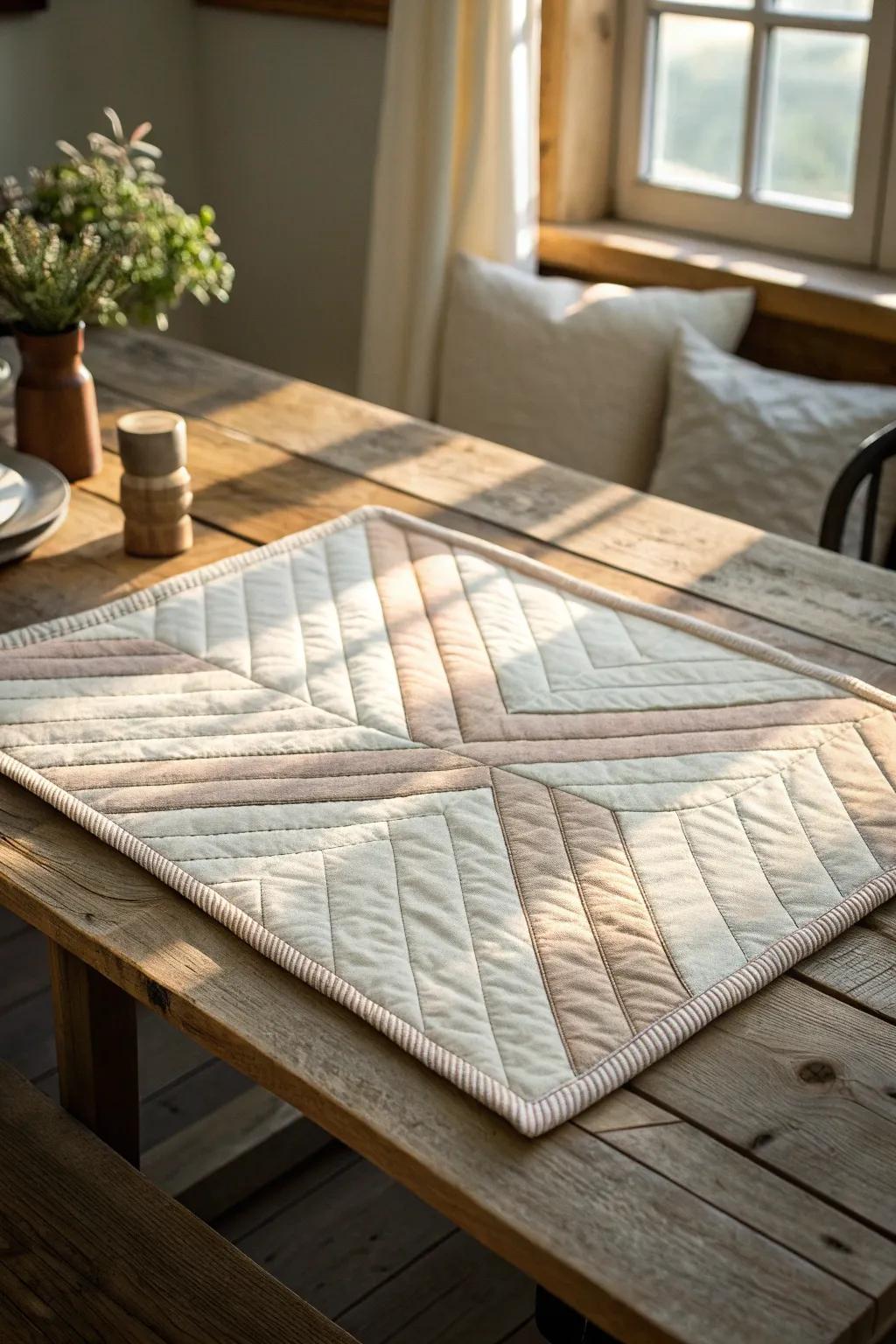Embrace the drama of diagonals—where simplicity meets elegance in quilting.