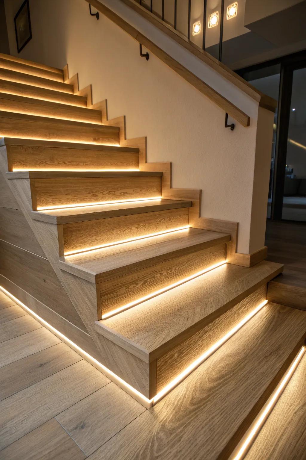 Upgrade your staircase with built-in lighting for a hint of beauty and safety.