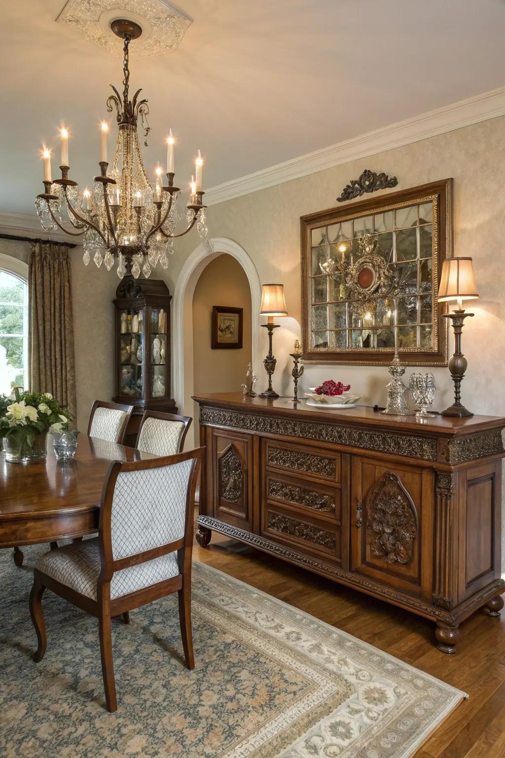 Antique discoveries introduce historical charm.