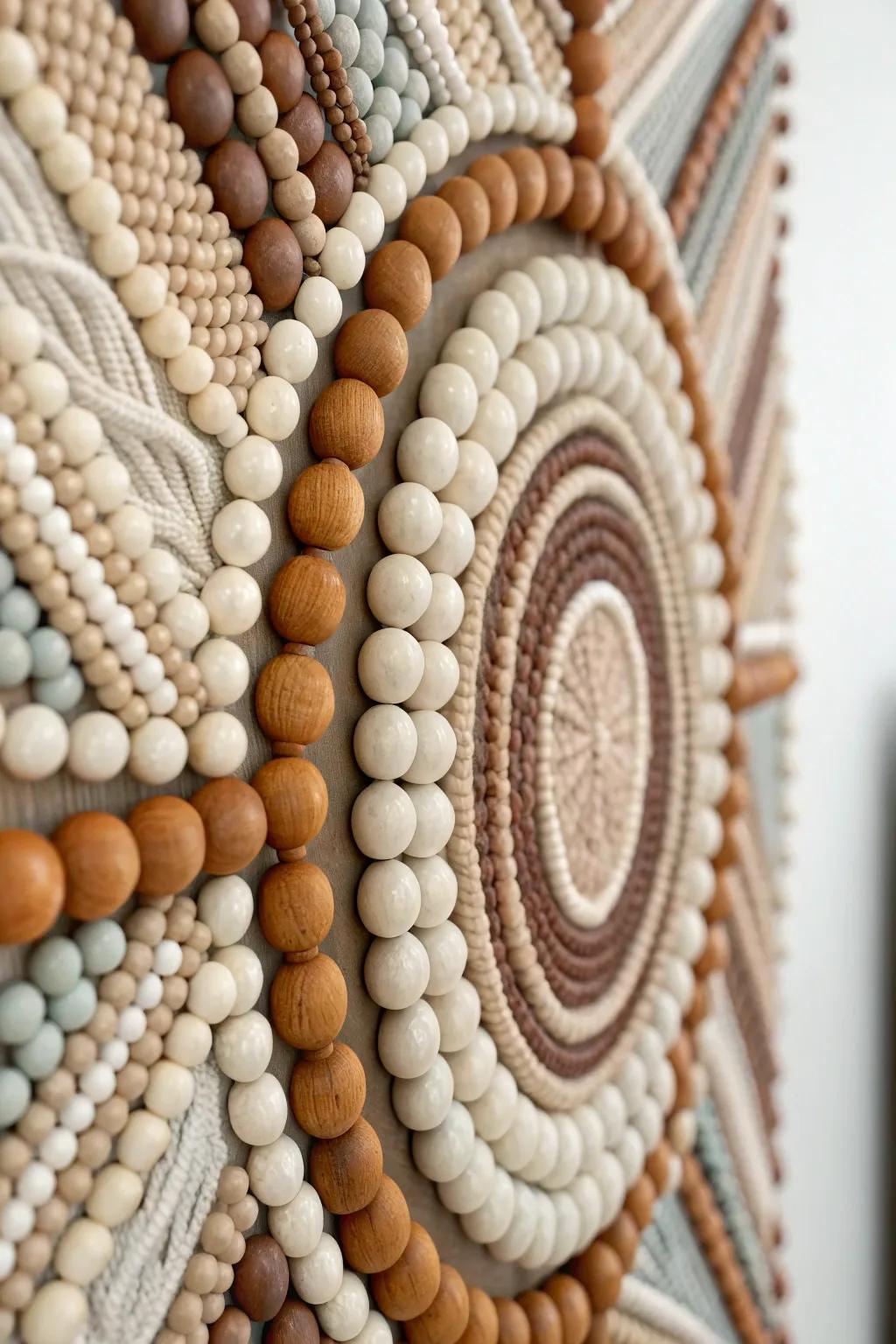 Elevate your space with the serene elegance of abstract bead wall art.