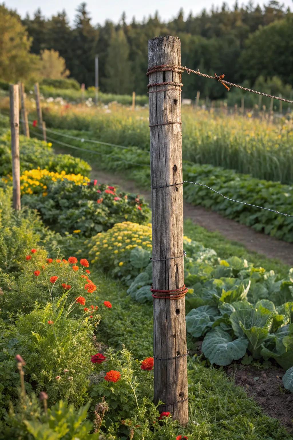 Transform your garden with a hint of vintage allure: repurpose an aged washing line stand into an operational and stylish partition.