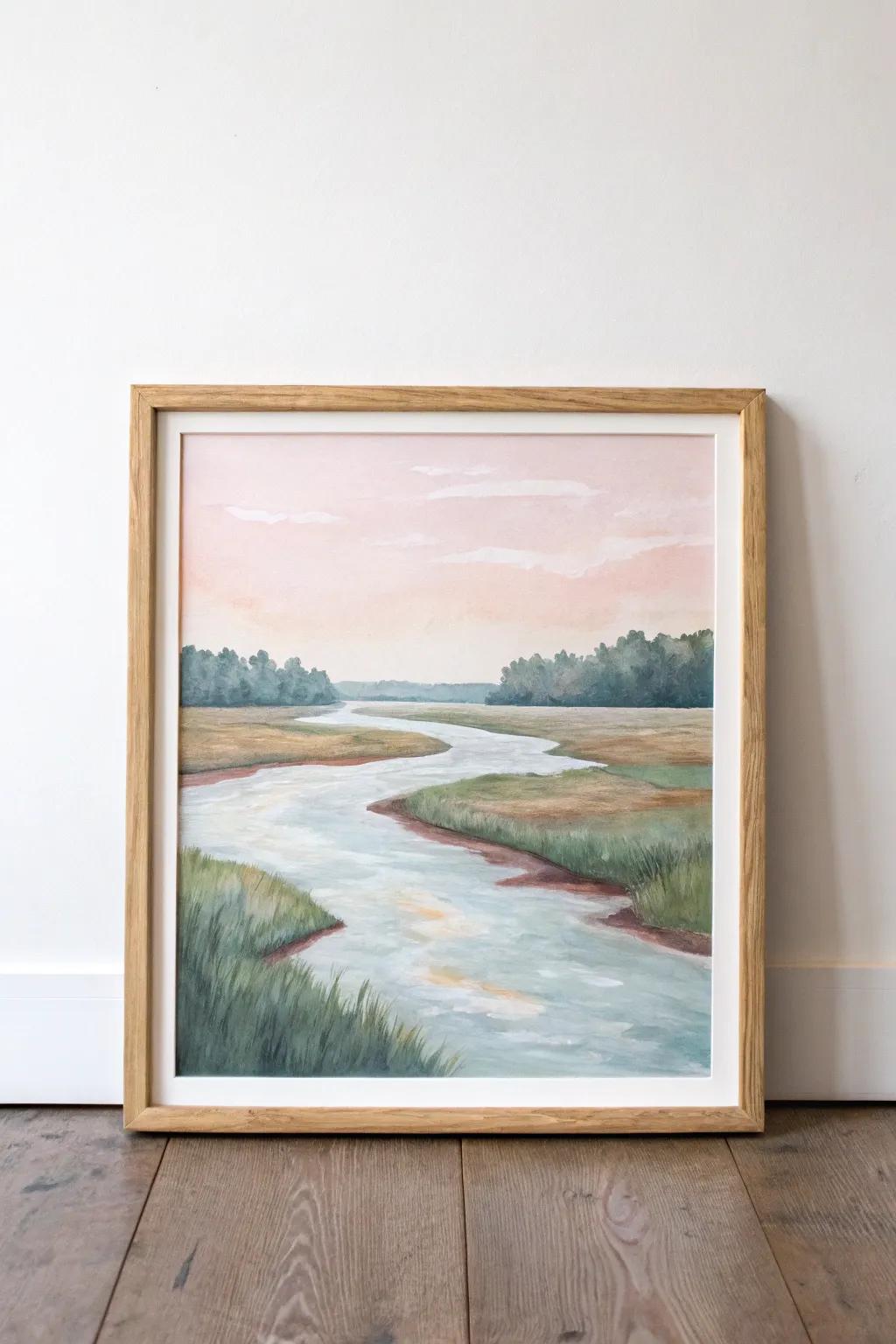 Welcome tranquility with a simple stream scene painting; suitable for your next creative night!