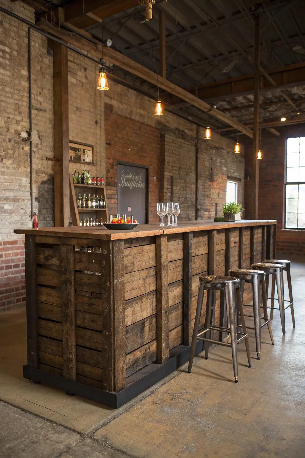 Transform your area into a fashionable social hub, commencing with the development of this DIY pallet based counter idea.