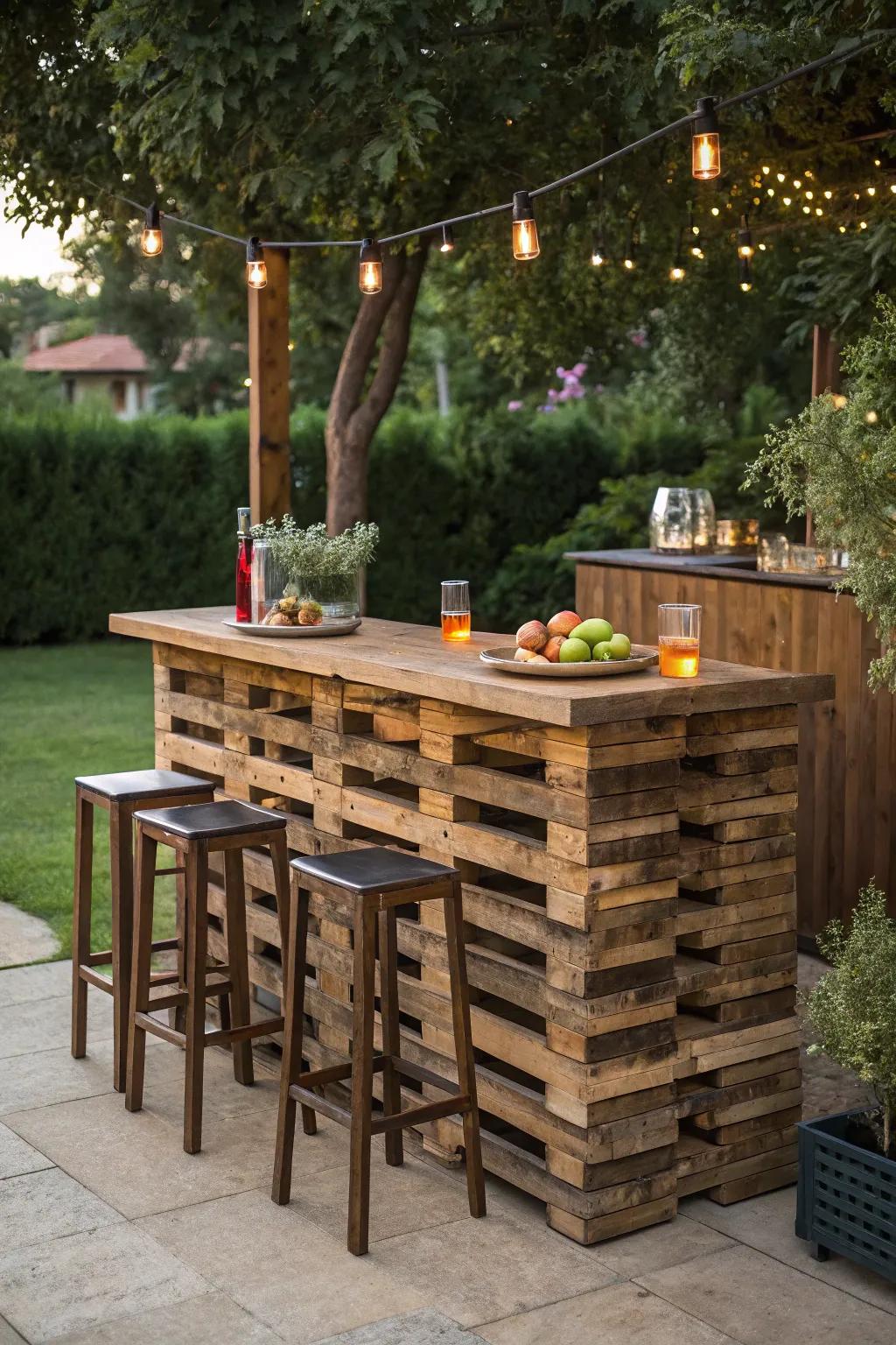 Elevate your summertime gatherings utilizing an awe-inspiring DIY pallet bar.