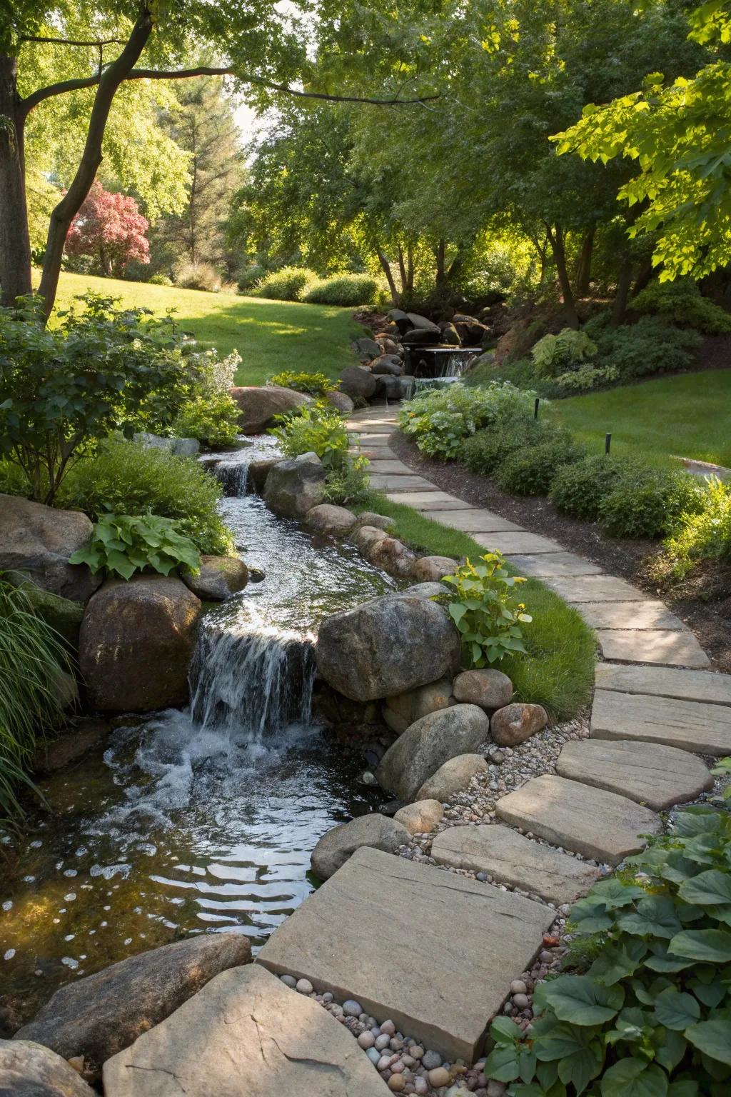 Uncover the art of motion in your garden with an effervescing rill that elegantly unites your outdoor expanses.