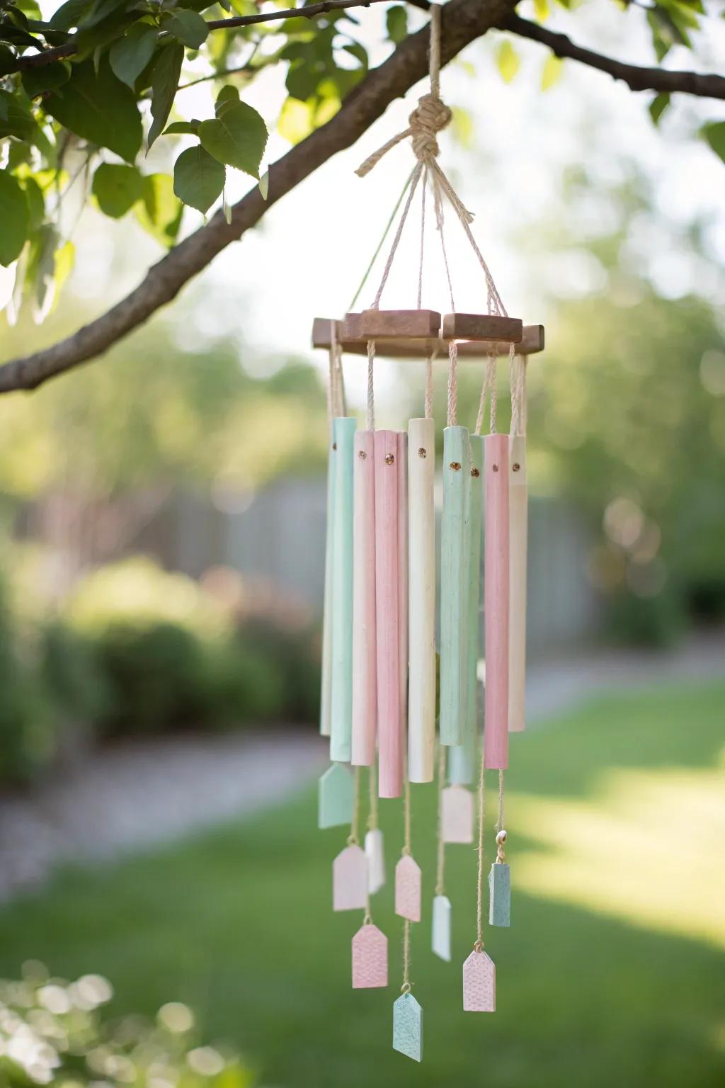 Artisanal Elegance: Introduce a hint of melody and charm into your garden through this DIY popsicle stick air jingle.