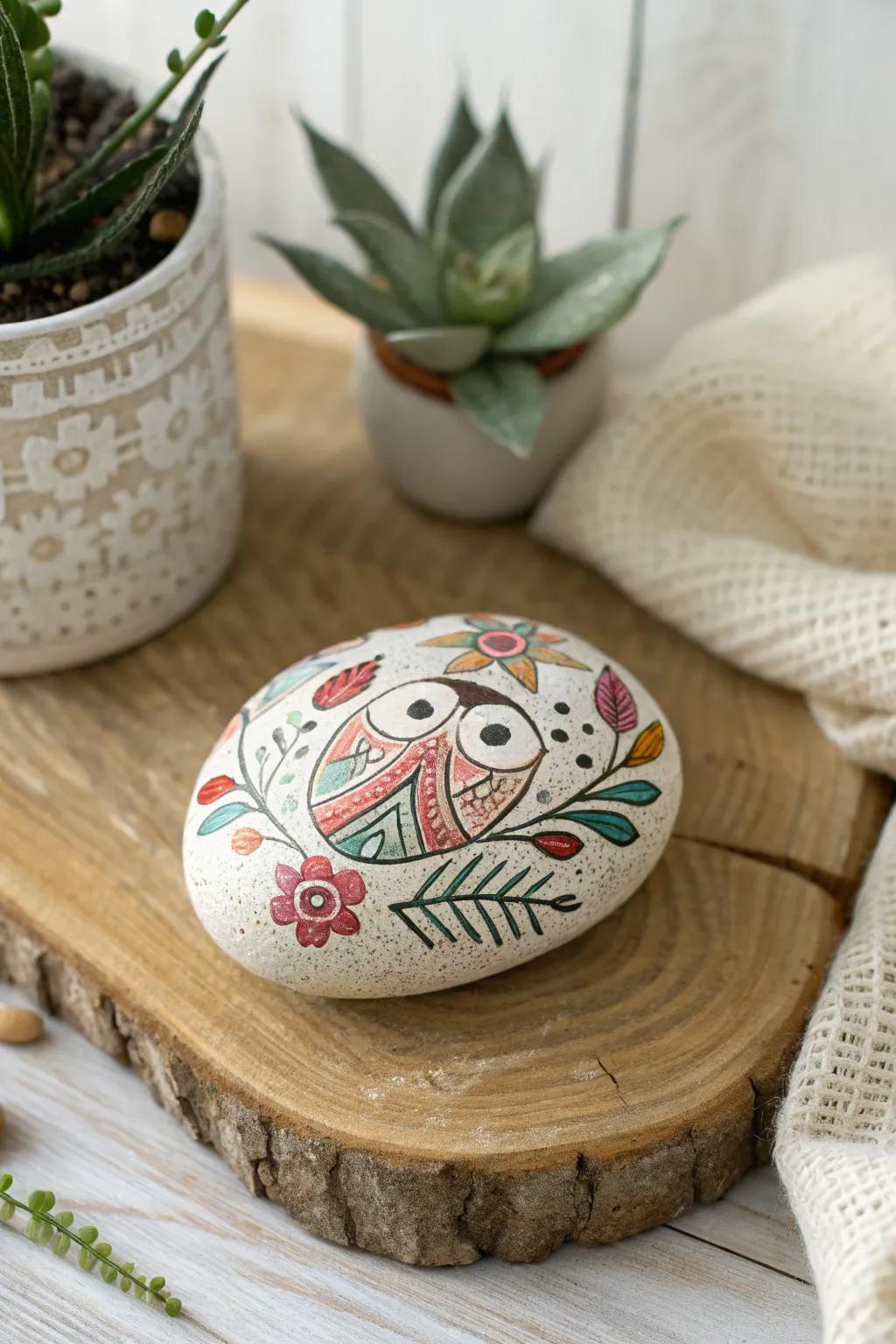 Greet your new endearing stone comrade, where inventiveness merges with nature's canvas. 🎨🌿 #PaintedRockPets #CreativeKids