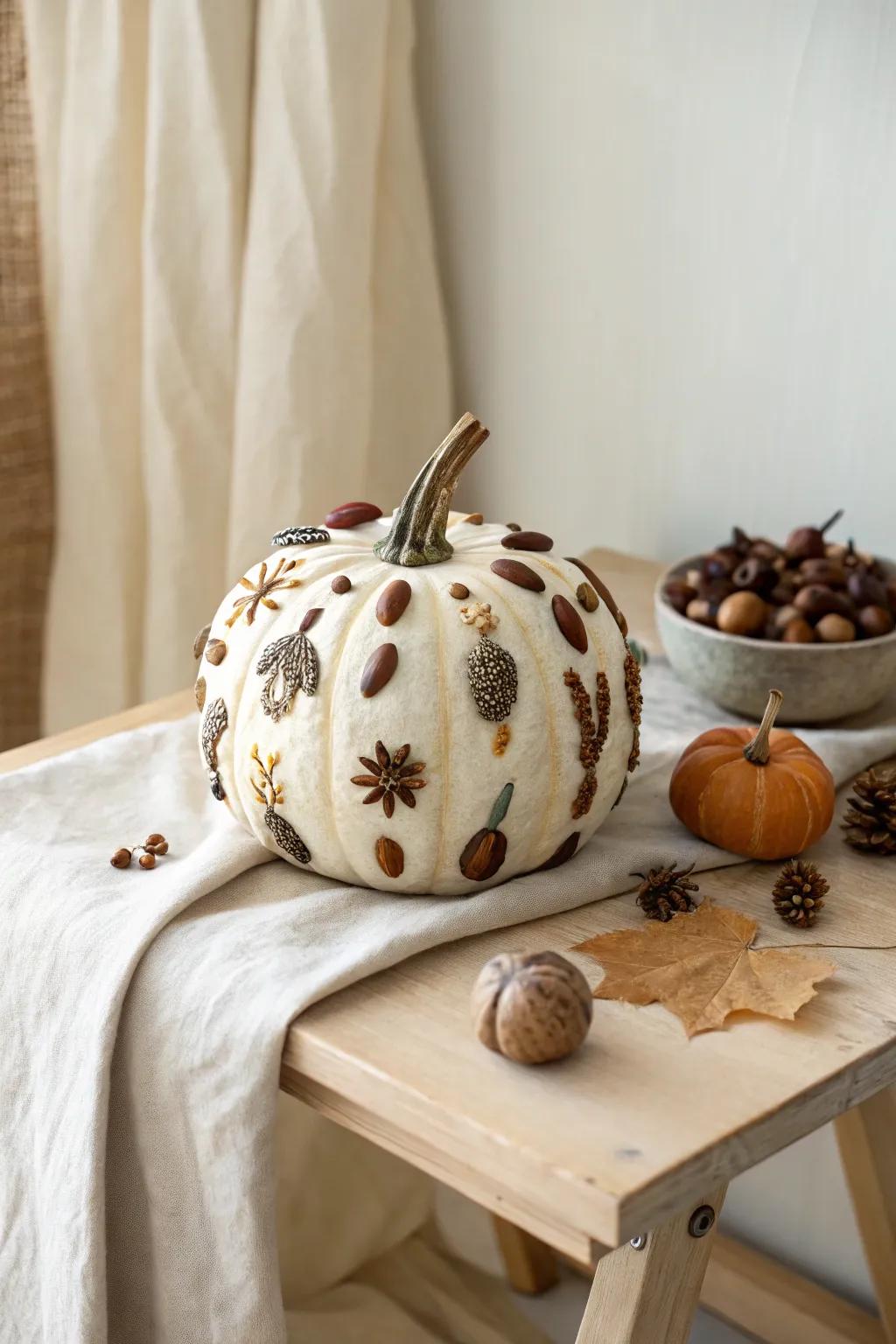 Discover the enchanting world of nature's little friends on a pumpkin canvas—where simplicity meets creativity.