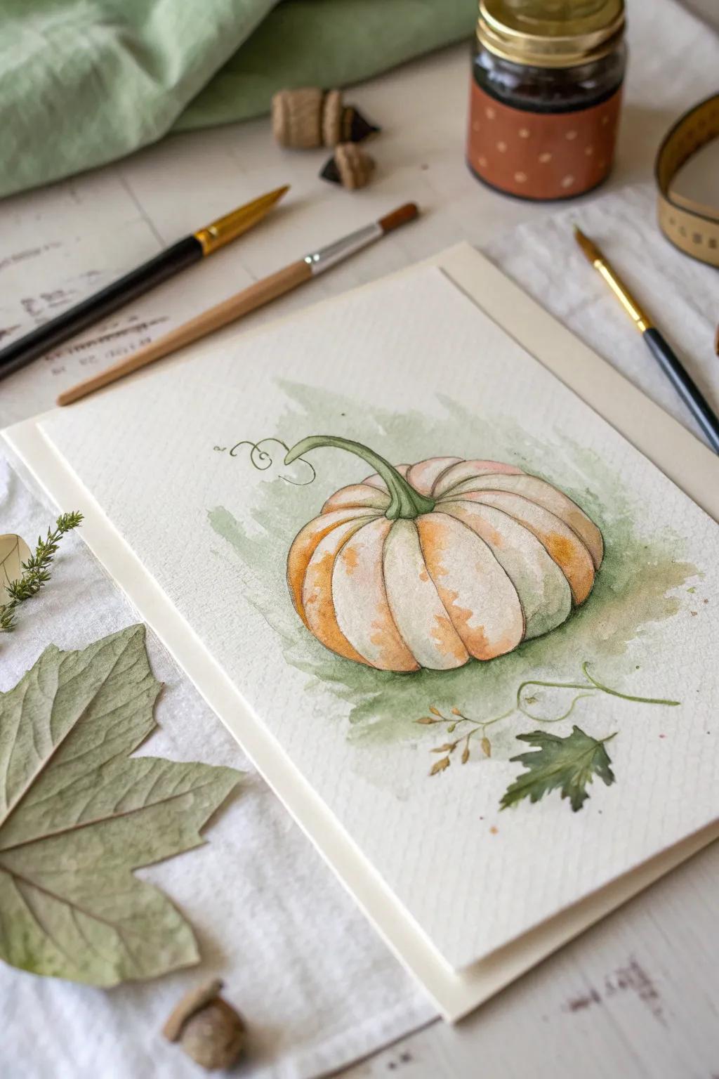 Embrace the artistry of simplicity with a transparent color-sheened pumpkin drawing, where minimalism meets Bohemian charm.