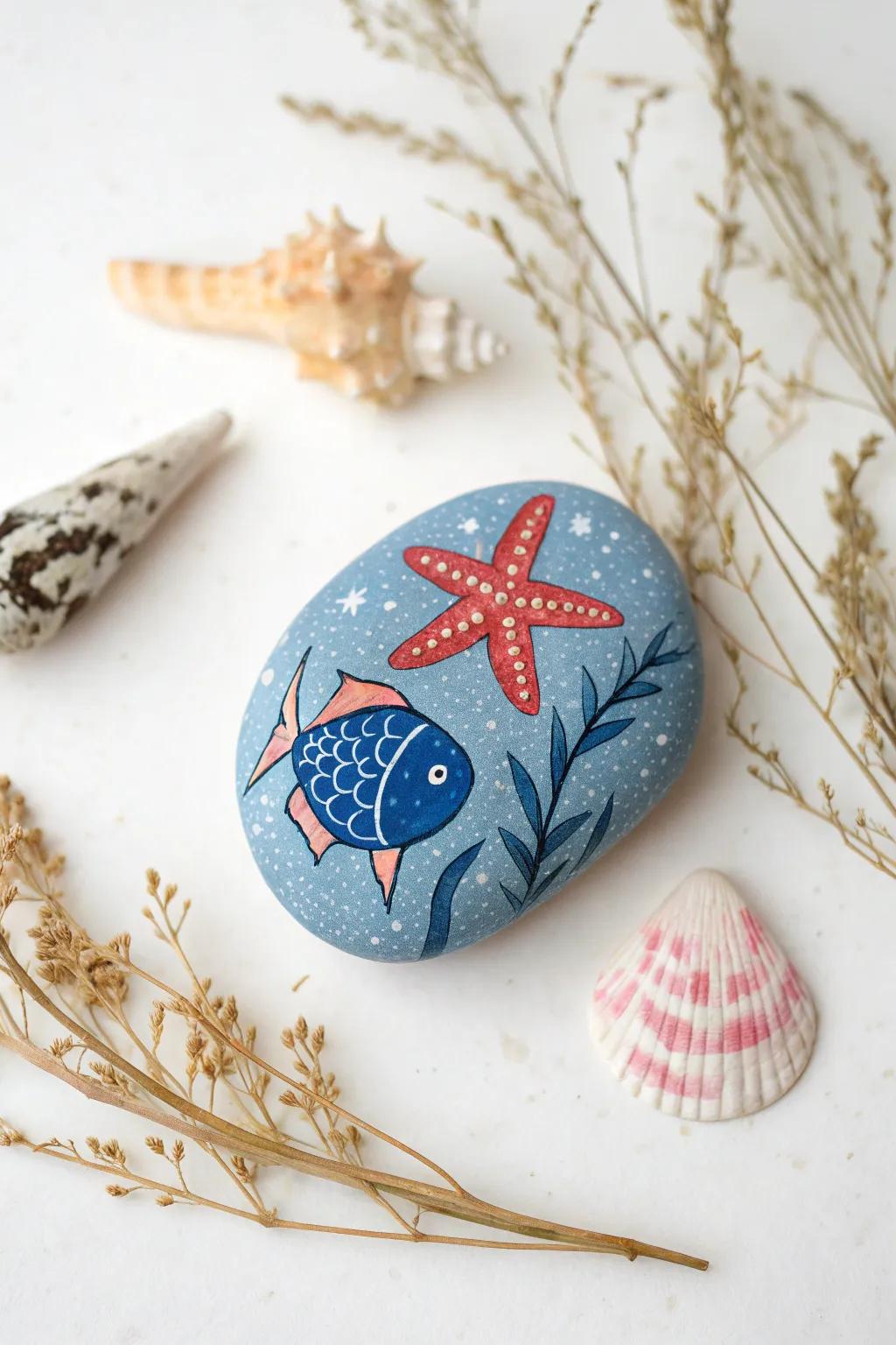 Dive into imagination with sea-themed rock art that brings oceanic charm to your home!