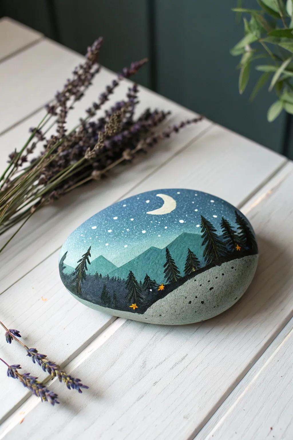 Brighten your space through a touch of night magic. ✨🌙 #RockPainting #GlowInTheDark