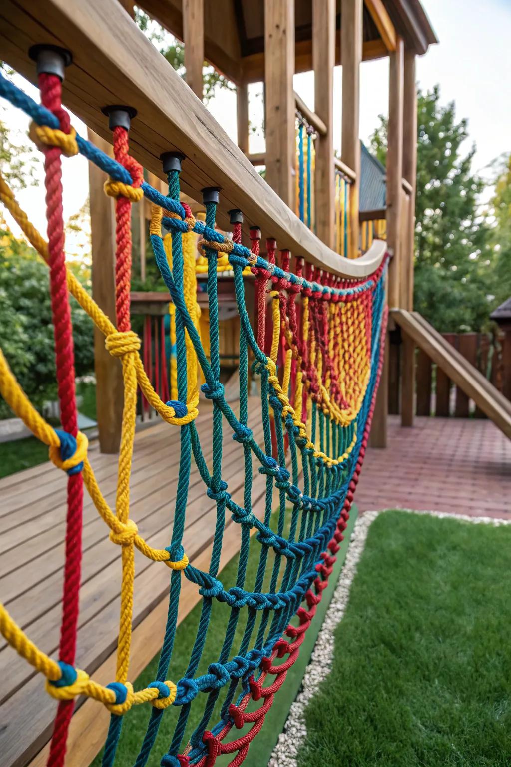 Introduce a burst of color and amusement to your playground with vibrant rope handrails!