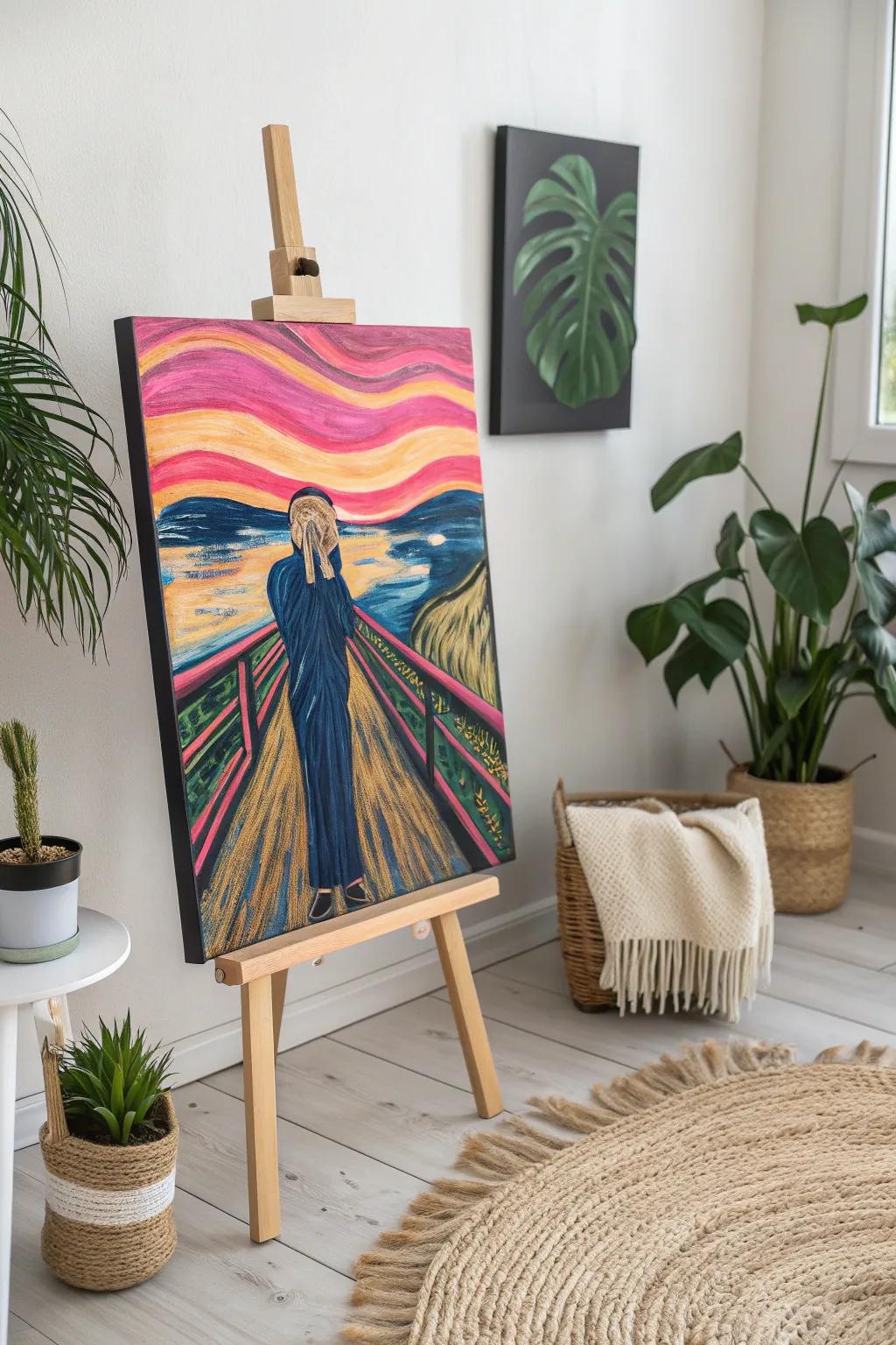 Impart a frolicsome popular artistic metamorphosis to your embellishment through 'The Scream' rendered in vibrant hues!