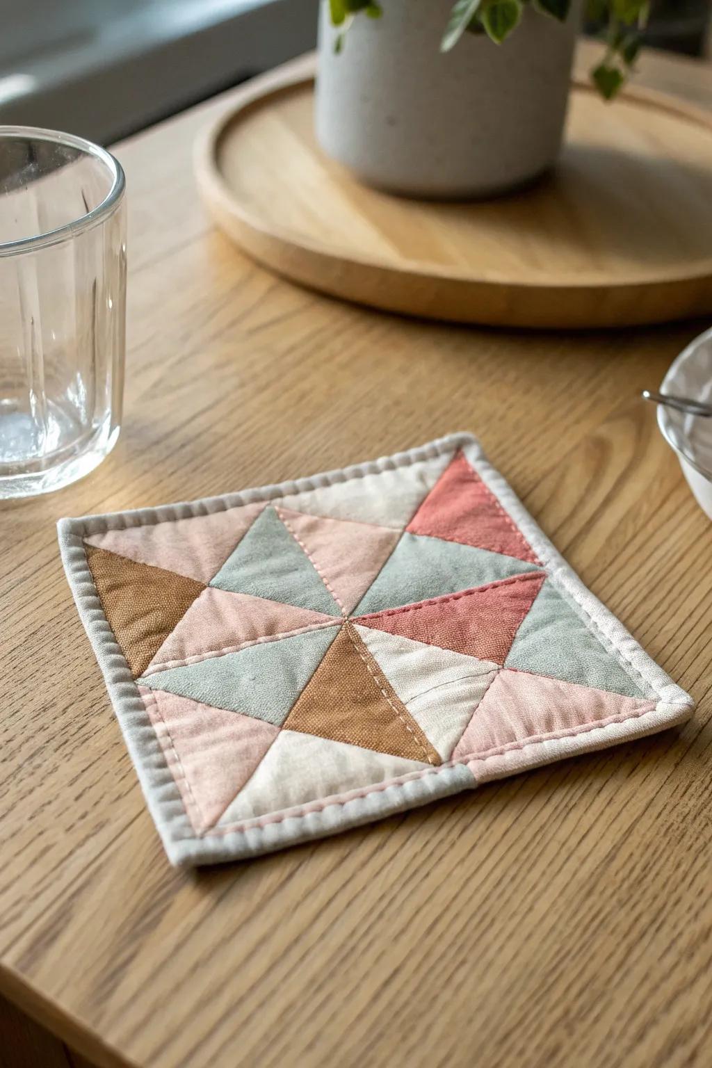Infuse a hint of caprice into your coffee breaks with these quirky fabric drink mats.