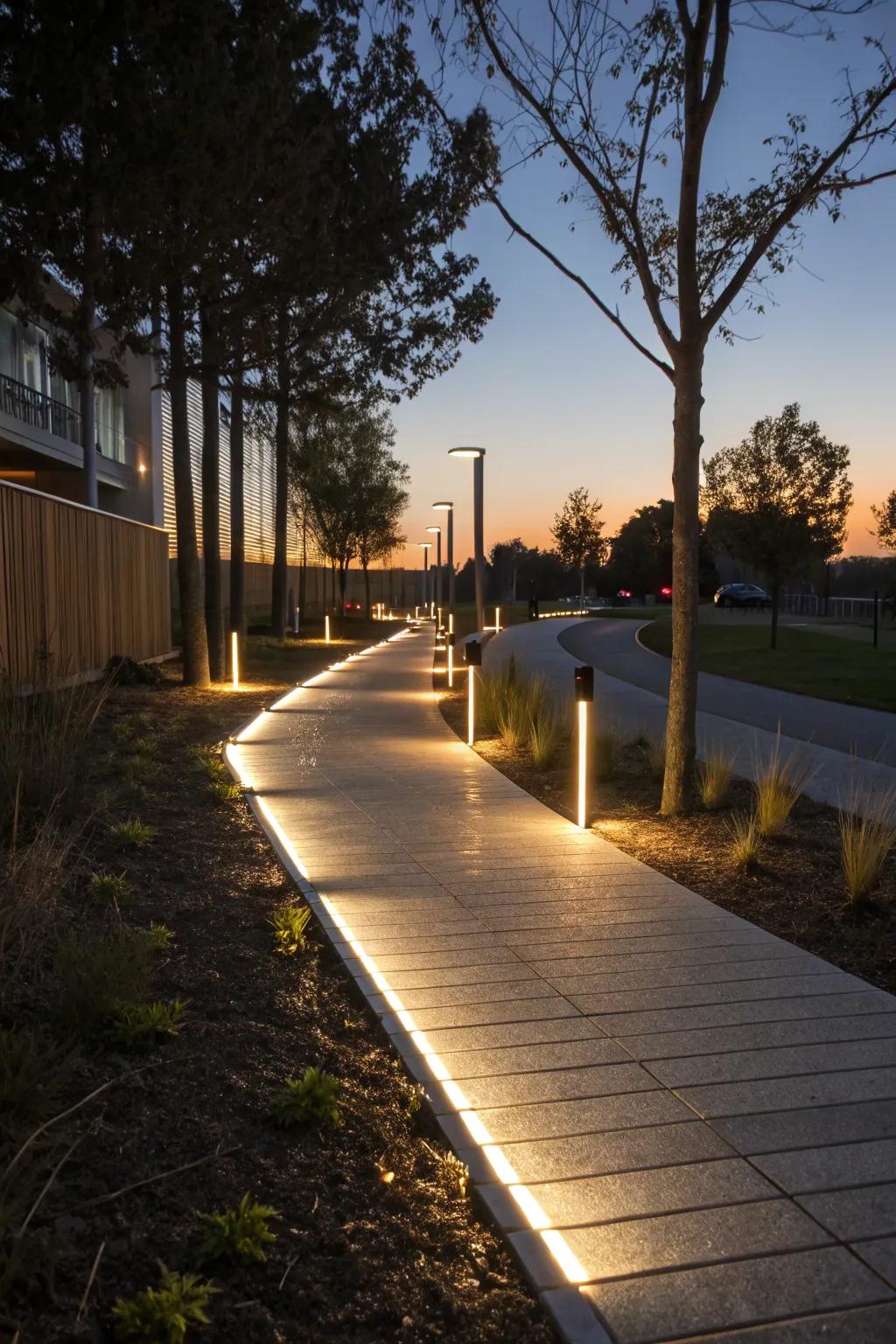Guide your way home through a hint of magic: LED-illuminated sidewalk edging.