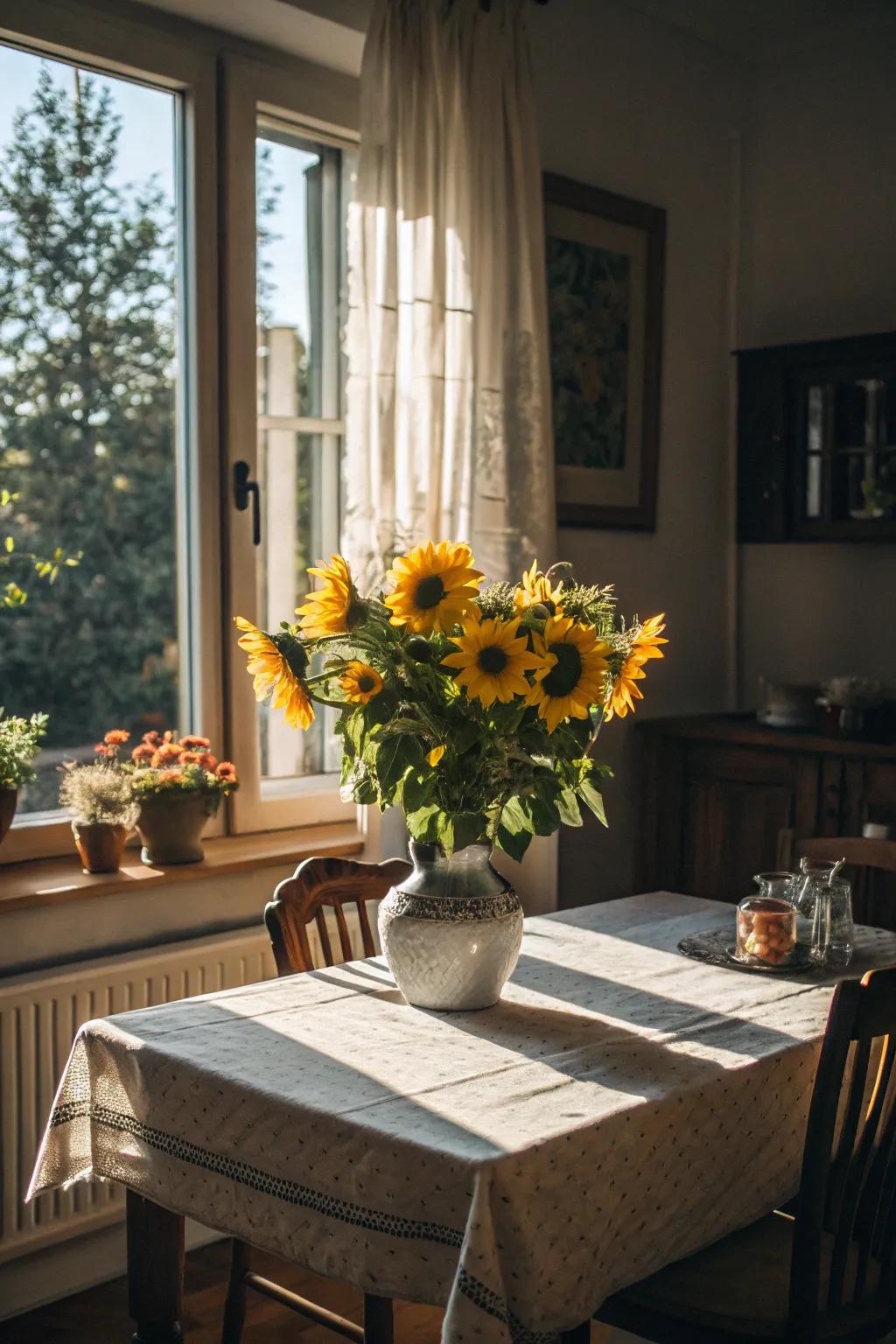 Sunflowers introduce a hint of radiance to any area.