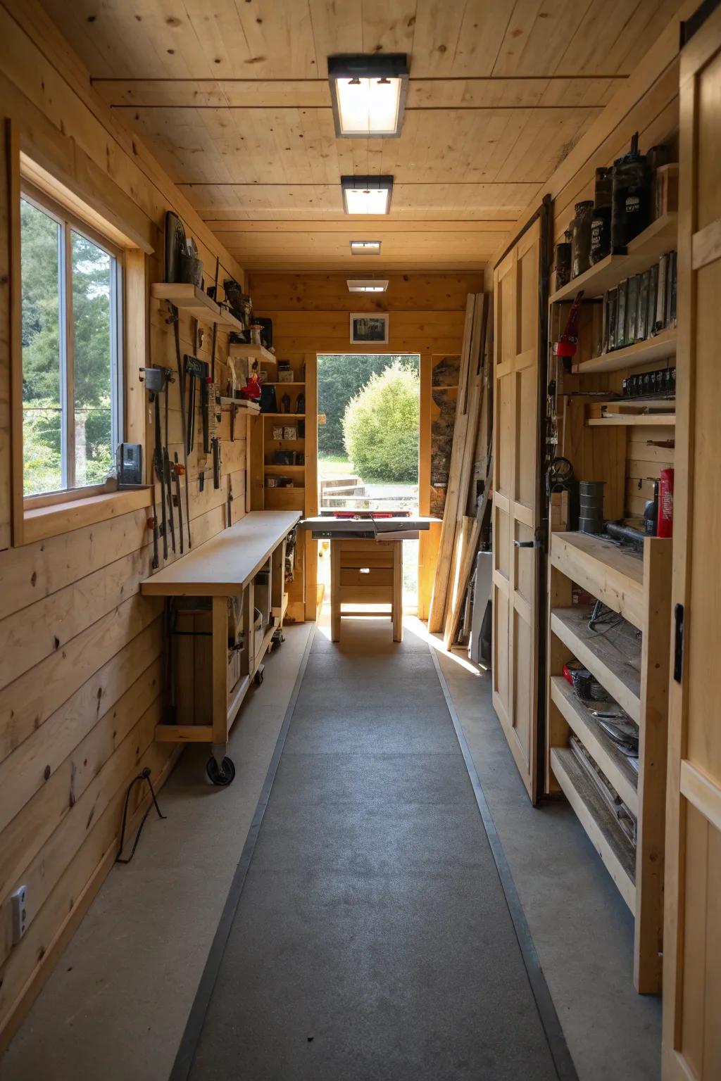 Streamline your woodworking with a clear path to creativity. #WoodShopEfficiency #DesignYourSpace